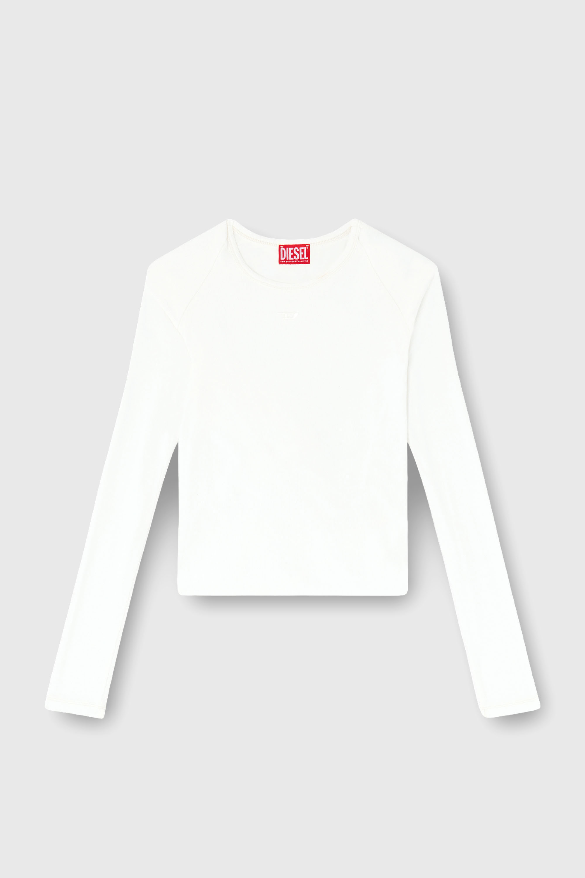 Diesel - T-ASAY-PL, Woman's Rucked-up long-sleeve T-shirt in double-layer jersey in White - 2