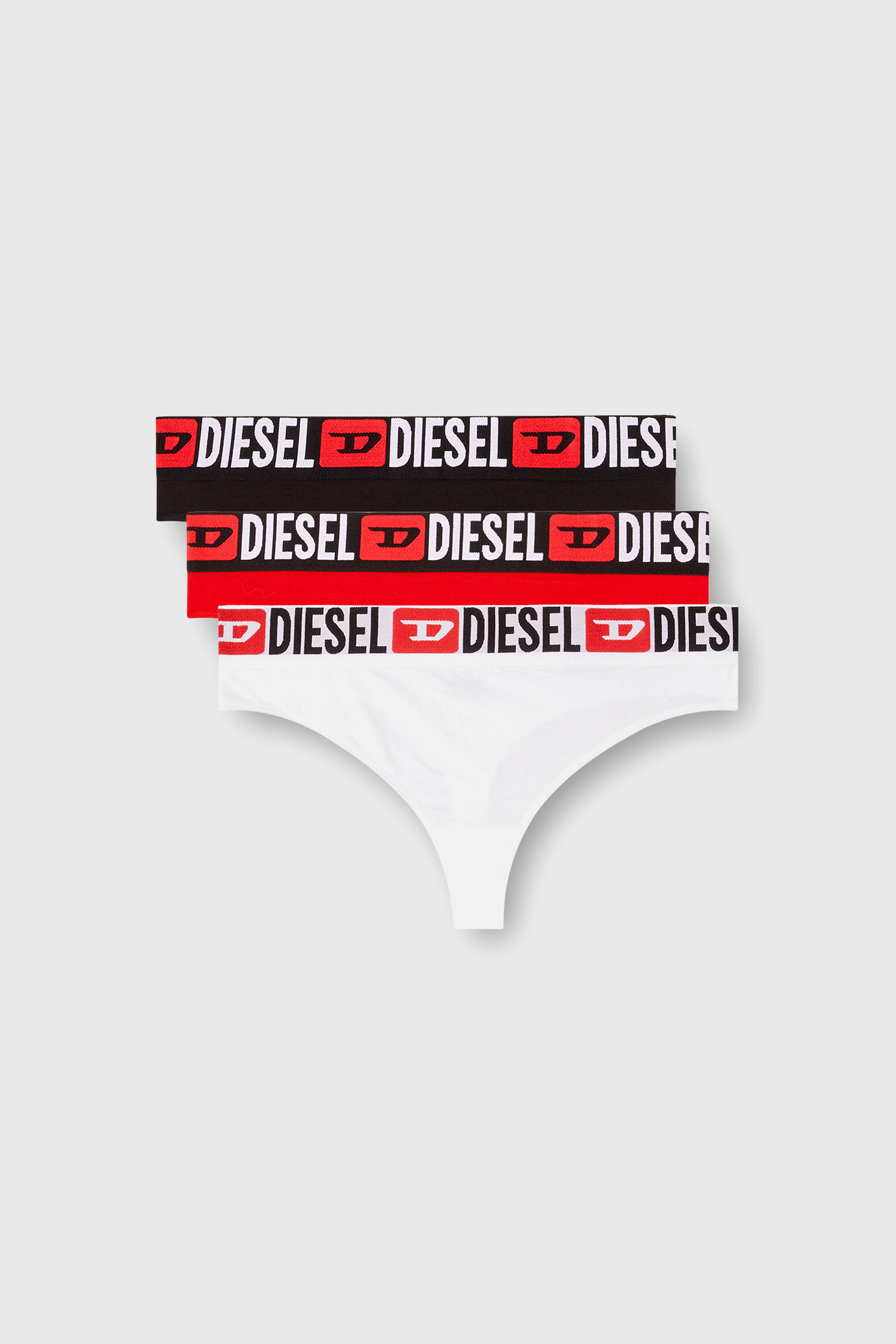 Diesel - UFST-STARS-THREEPACK, Woman's 3-pack thongs with logo waist in Black/Red - 2