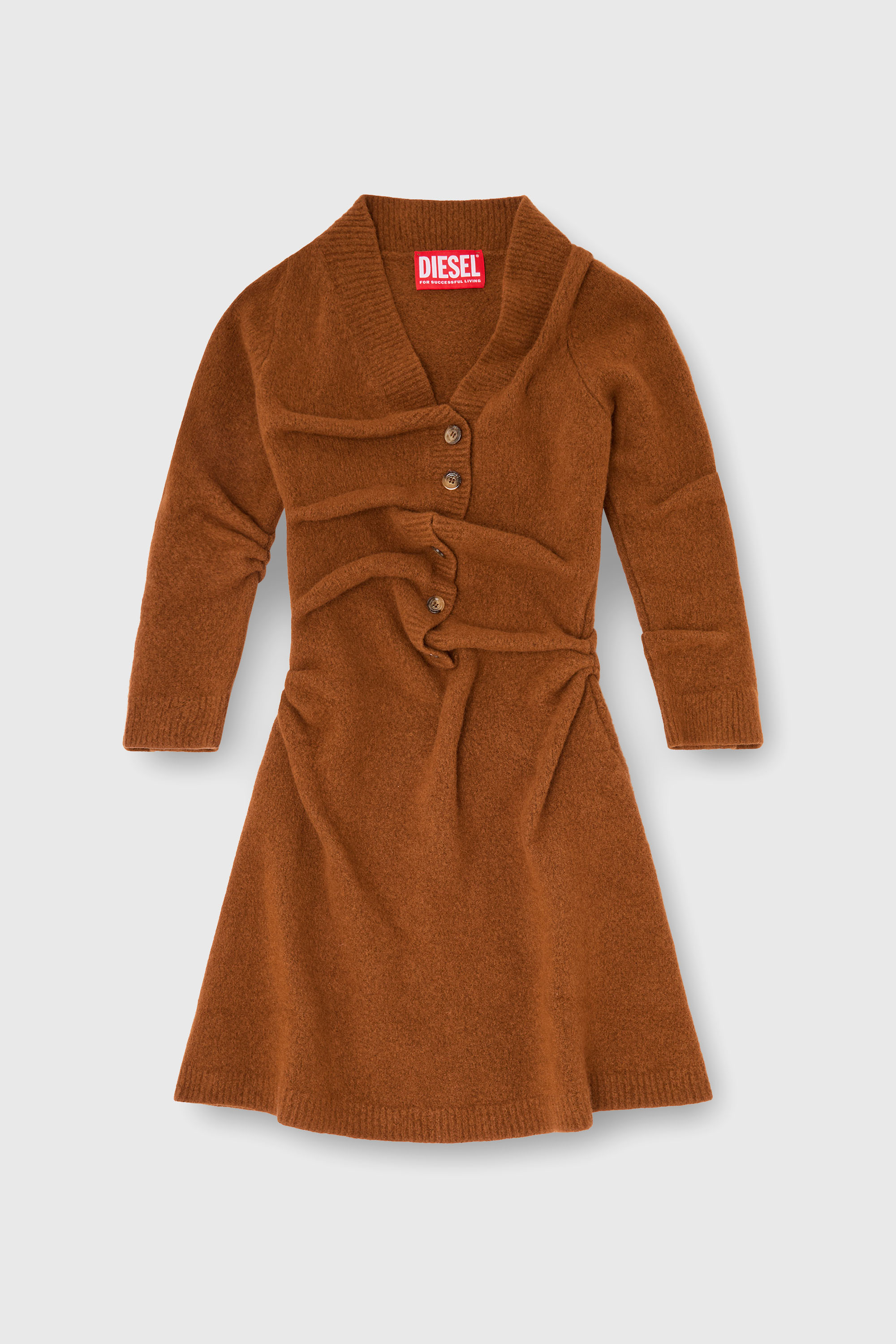 Diesel - M-ANITA, Woman's Short cardigan dress in wrinkled boiled knit in null - 2