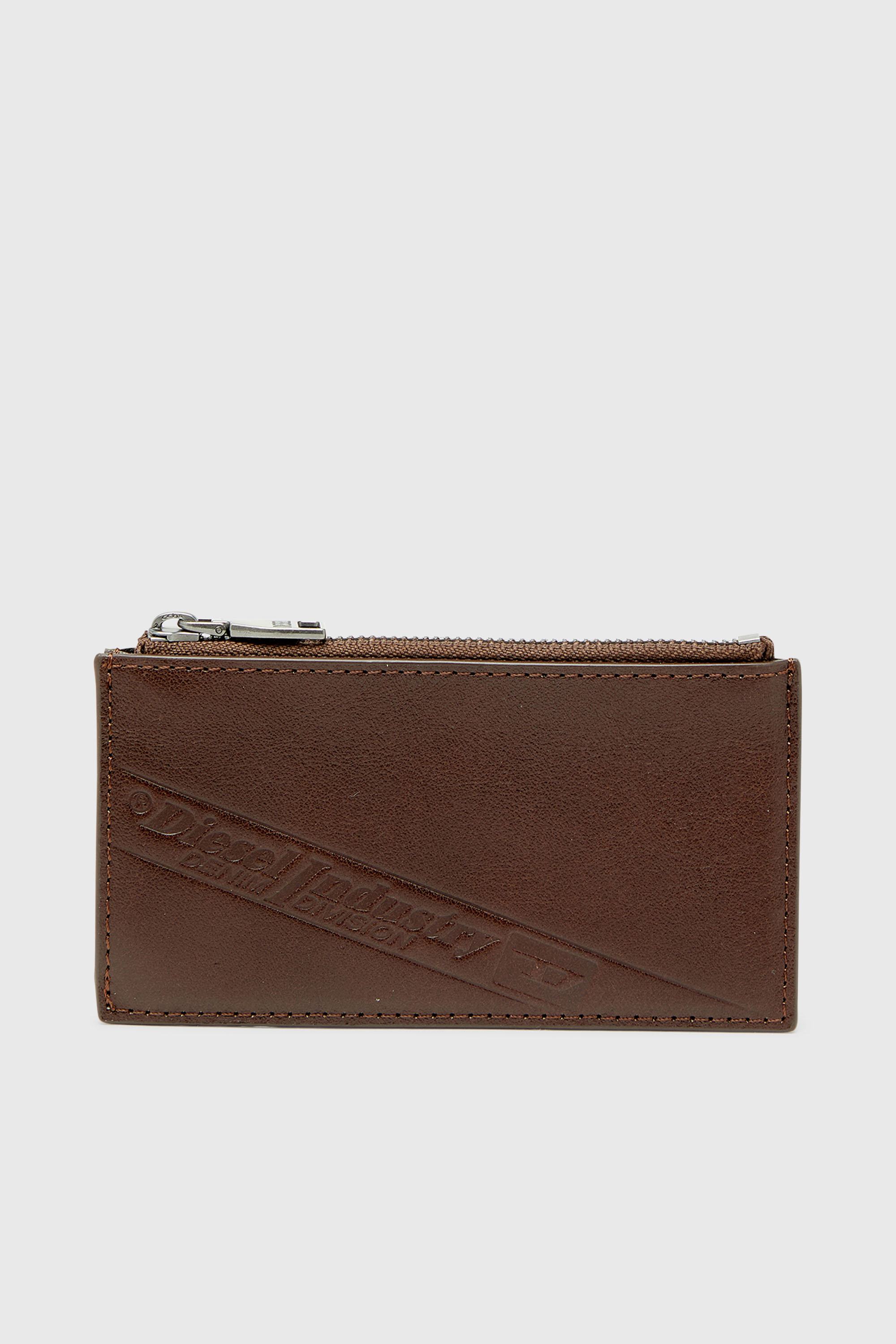 Leather card holder with zip closure