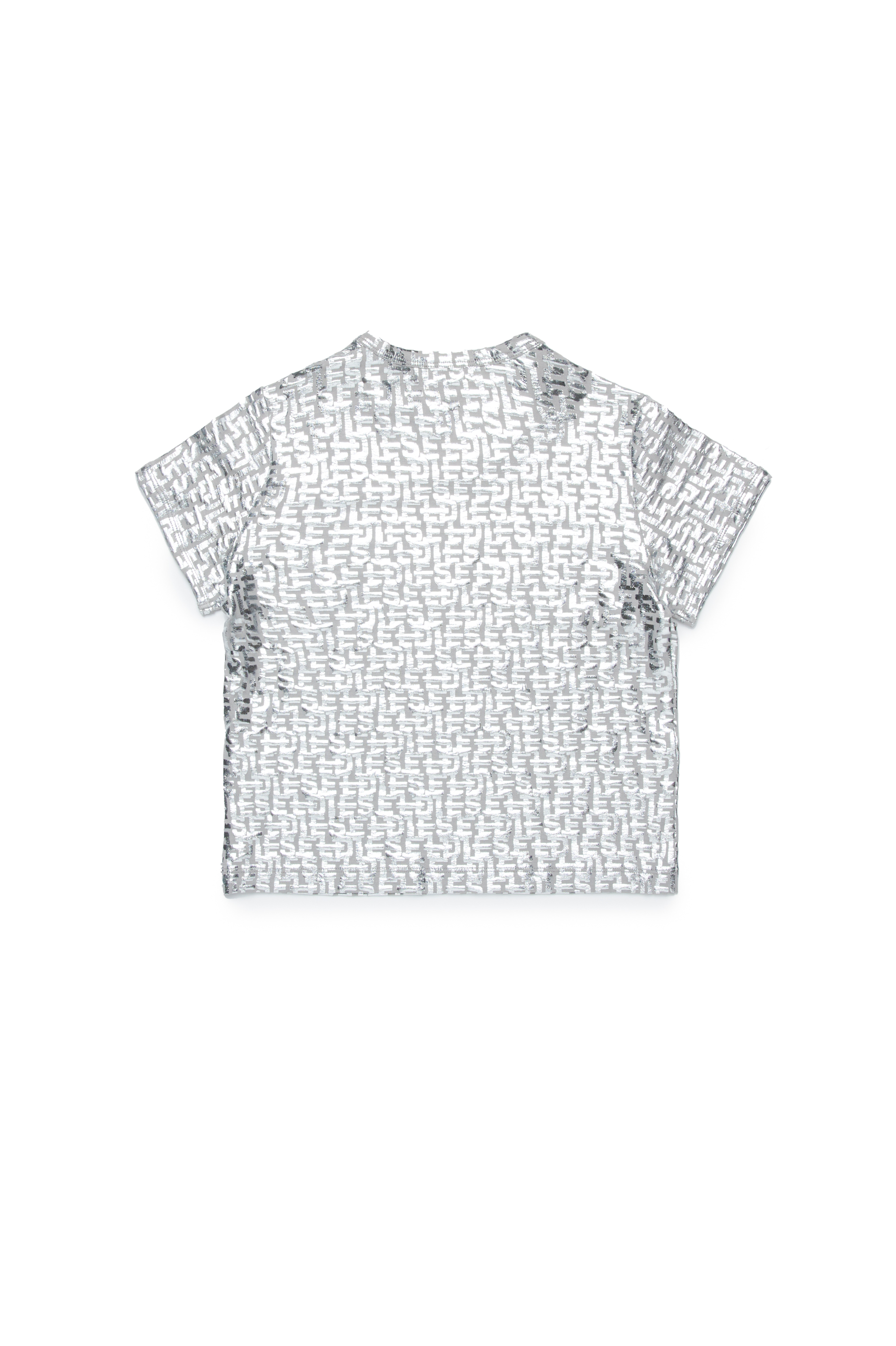 Diesel - TUNCUTIELONGL5, Woman T-shirt with Diesel monogram foil print in Silver - Image 2