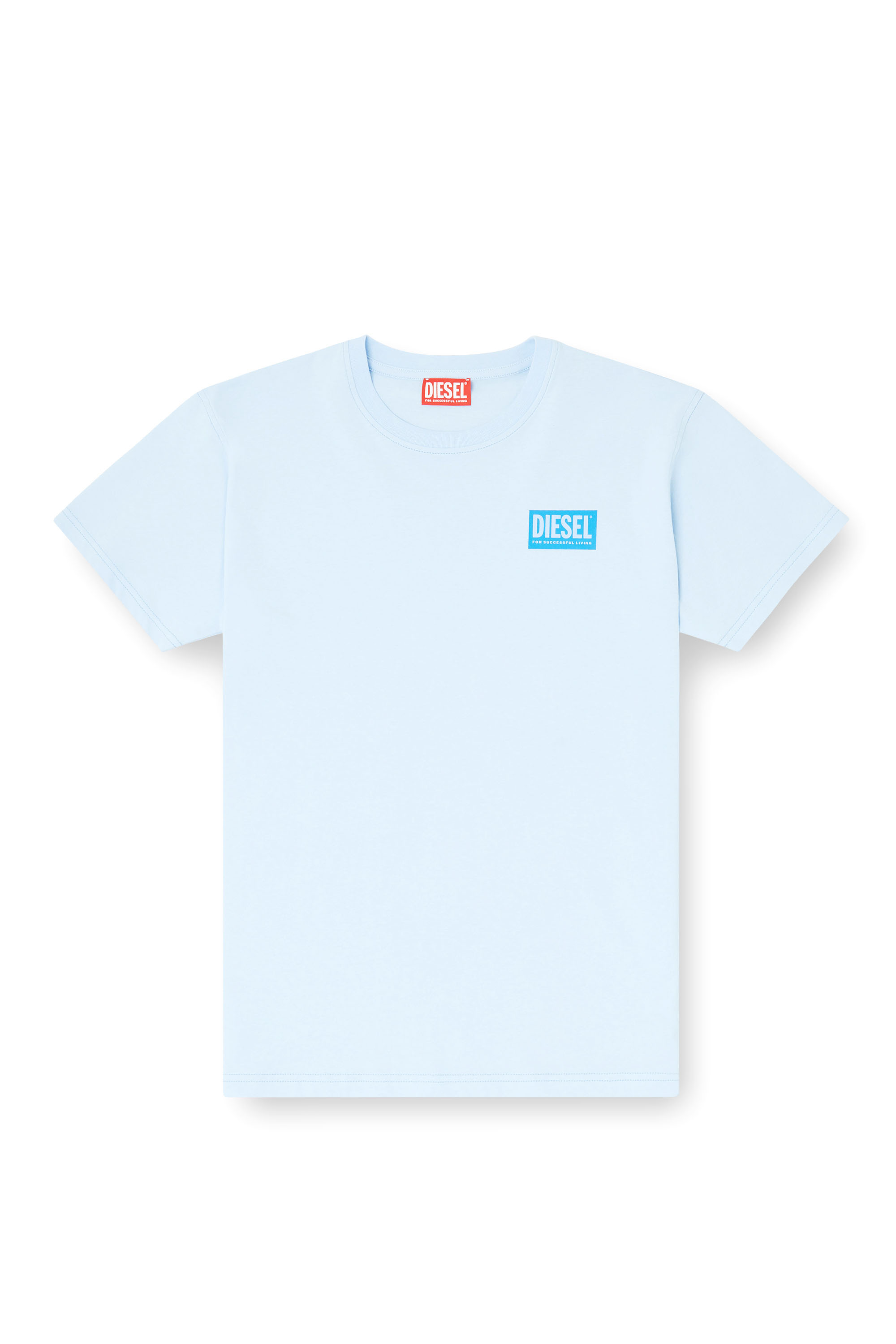Diesel - T-NORMY-S6, Woman's Organic cotton jersey t-shirt with crew neck and logo print in Light Blue - 3