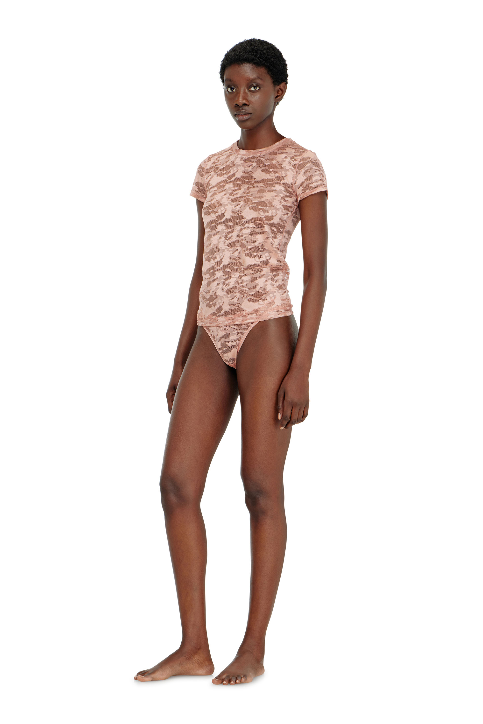 Diesel - KASIA-UTLT, Woman's Camo lace T-shirt in Nude - 2