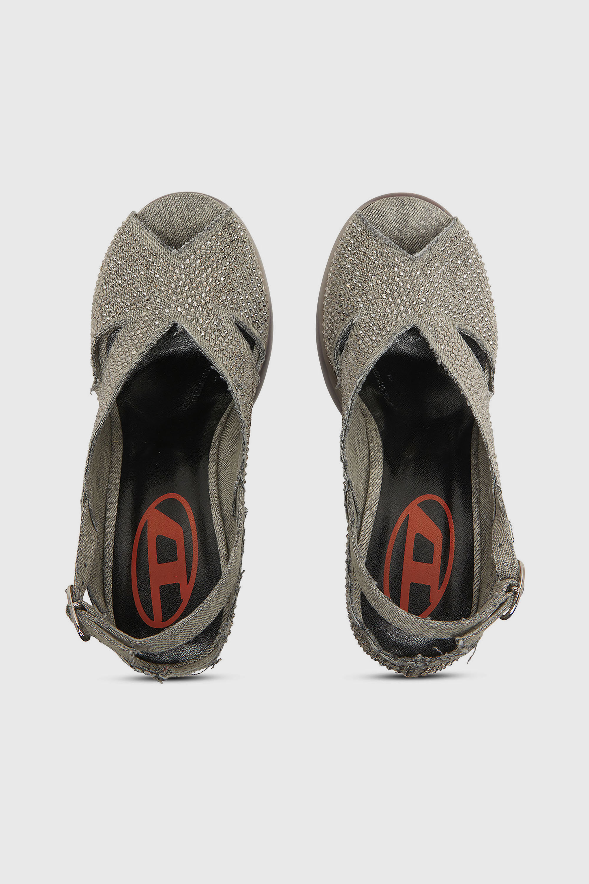 Diesel - D-LAKE PLATFORM SDL, Woman's D-Lake-Platform sandals in crystal denim and plexiglass in Grey - 4