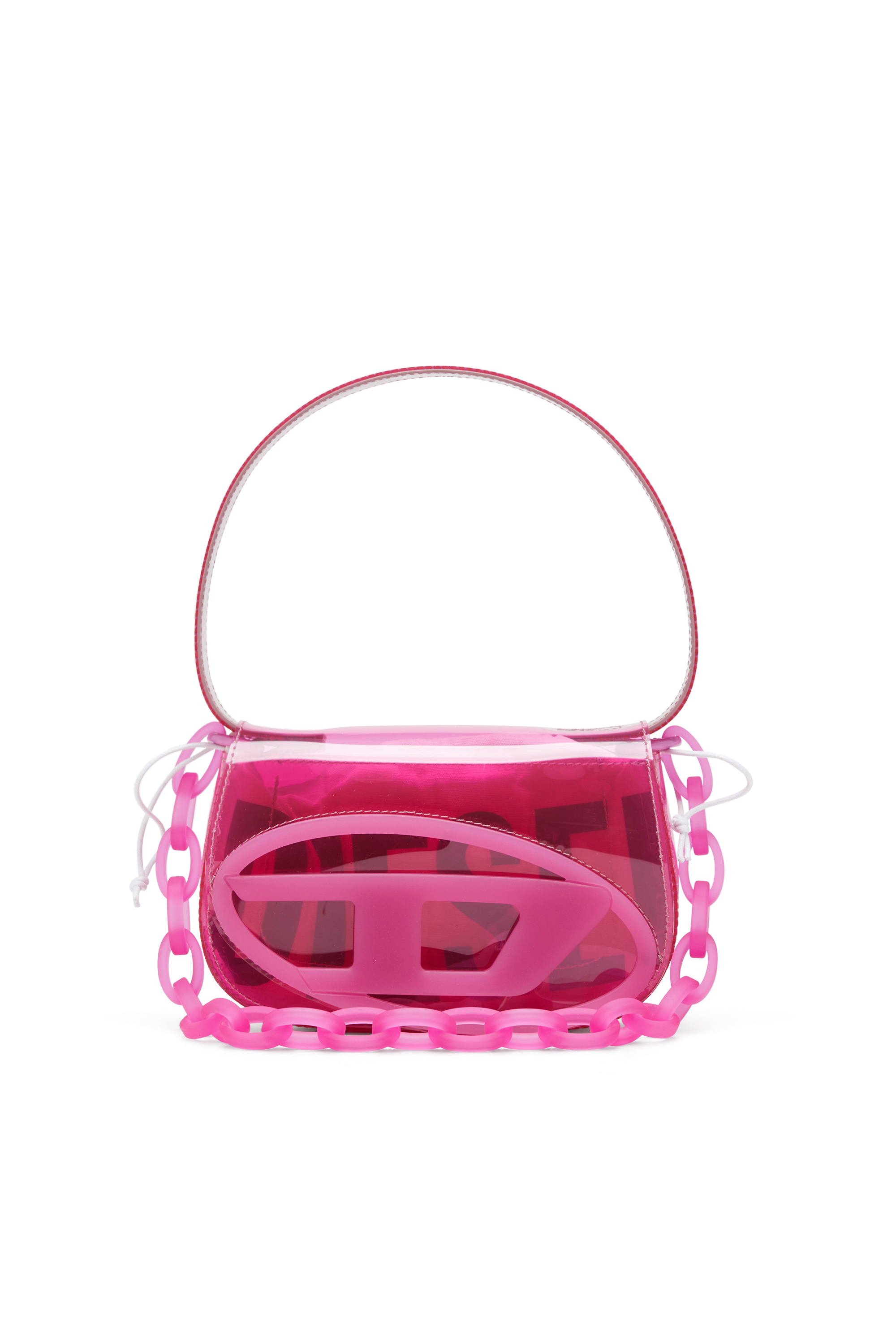 Diesel - 1DR, Woman's 1DR-Iconic shoulder bag in transparent TPU in Hot pink - 1