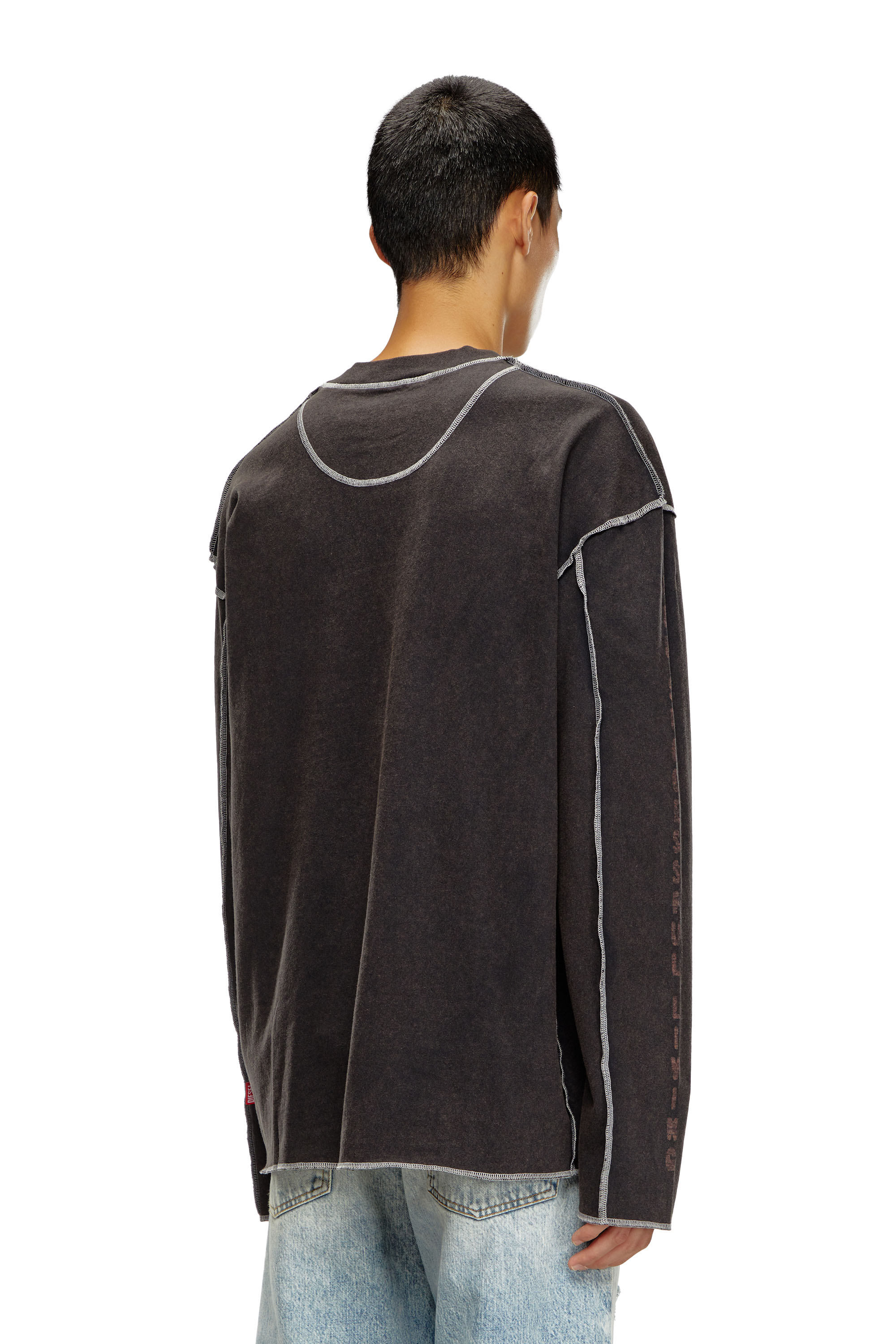 Diesel - T-CRAOR-LS, Man Long-sleeve T-shirt with inside-out effect in Grey - Image 4