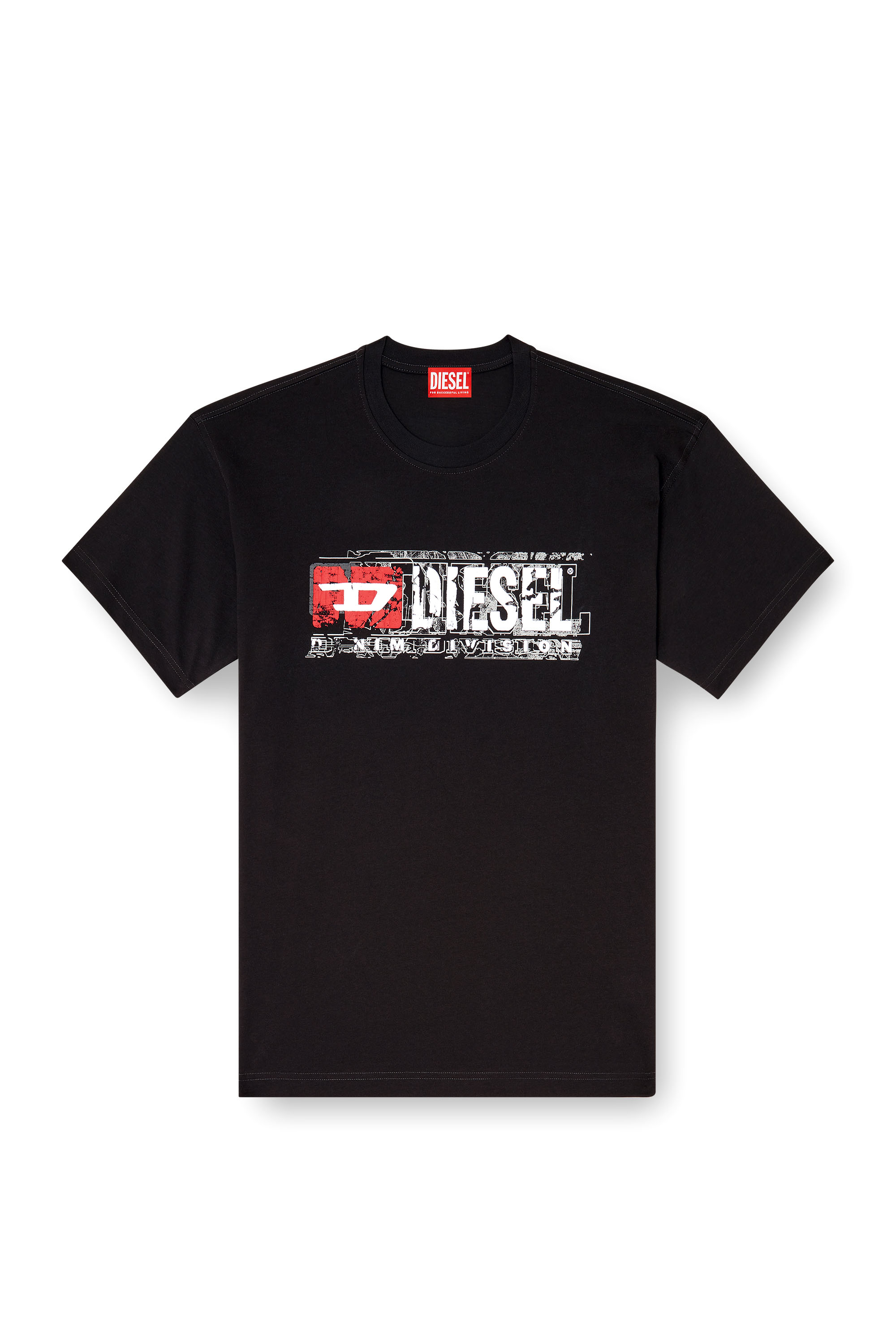 Diesel - T-NORM-T6, Man's T-shirt with flocked Diesel Denim Division logo in Black - 3