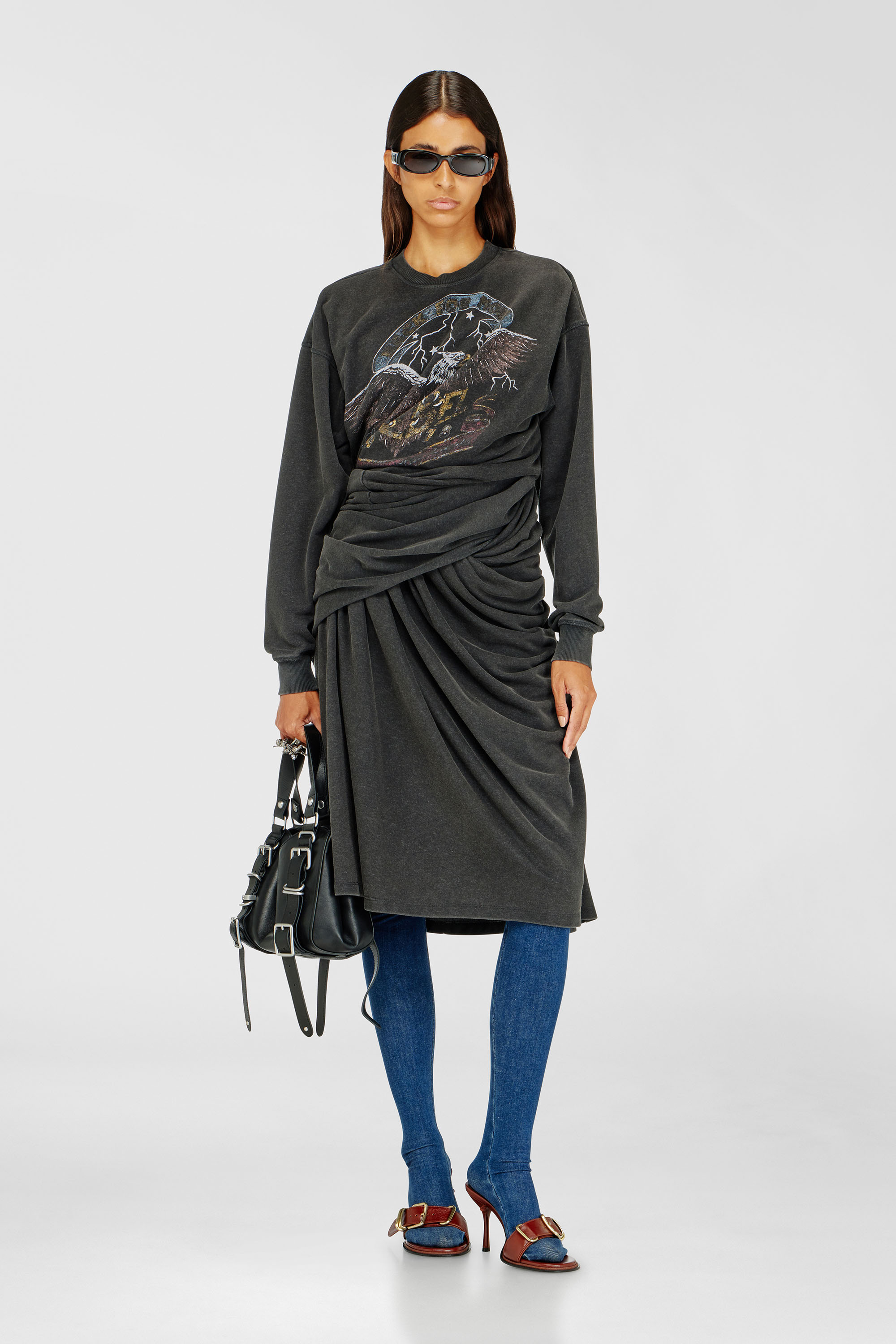 Diesel - D-NENCY, Woman's Sweatshirt dress with concert graphics in null - 1