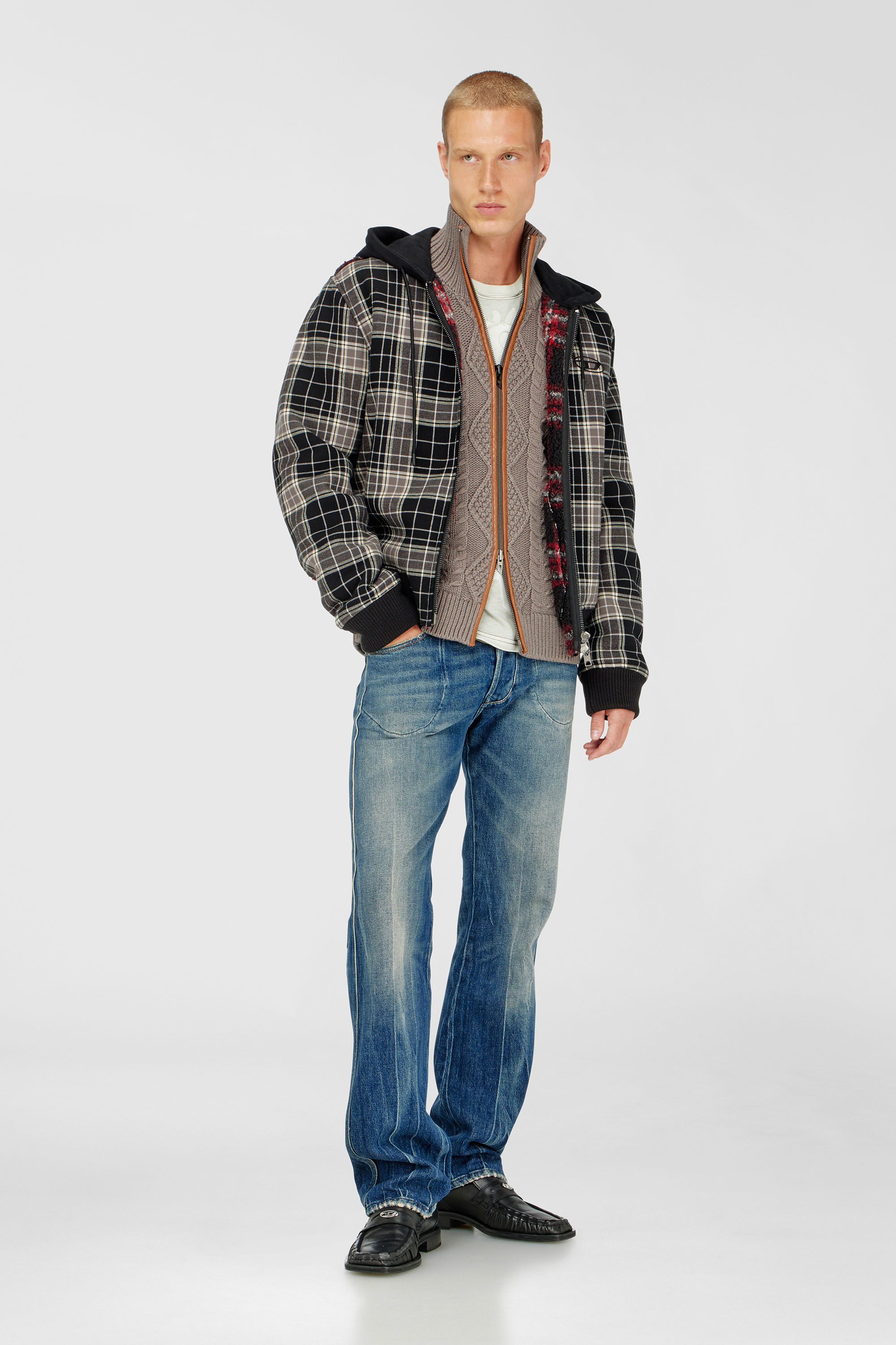 Diesel - K-INOKI, Man's Zip cardigan in cable knit in Grey - 2