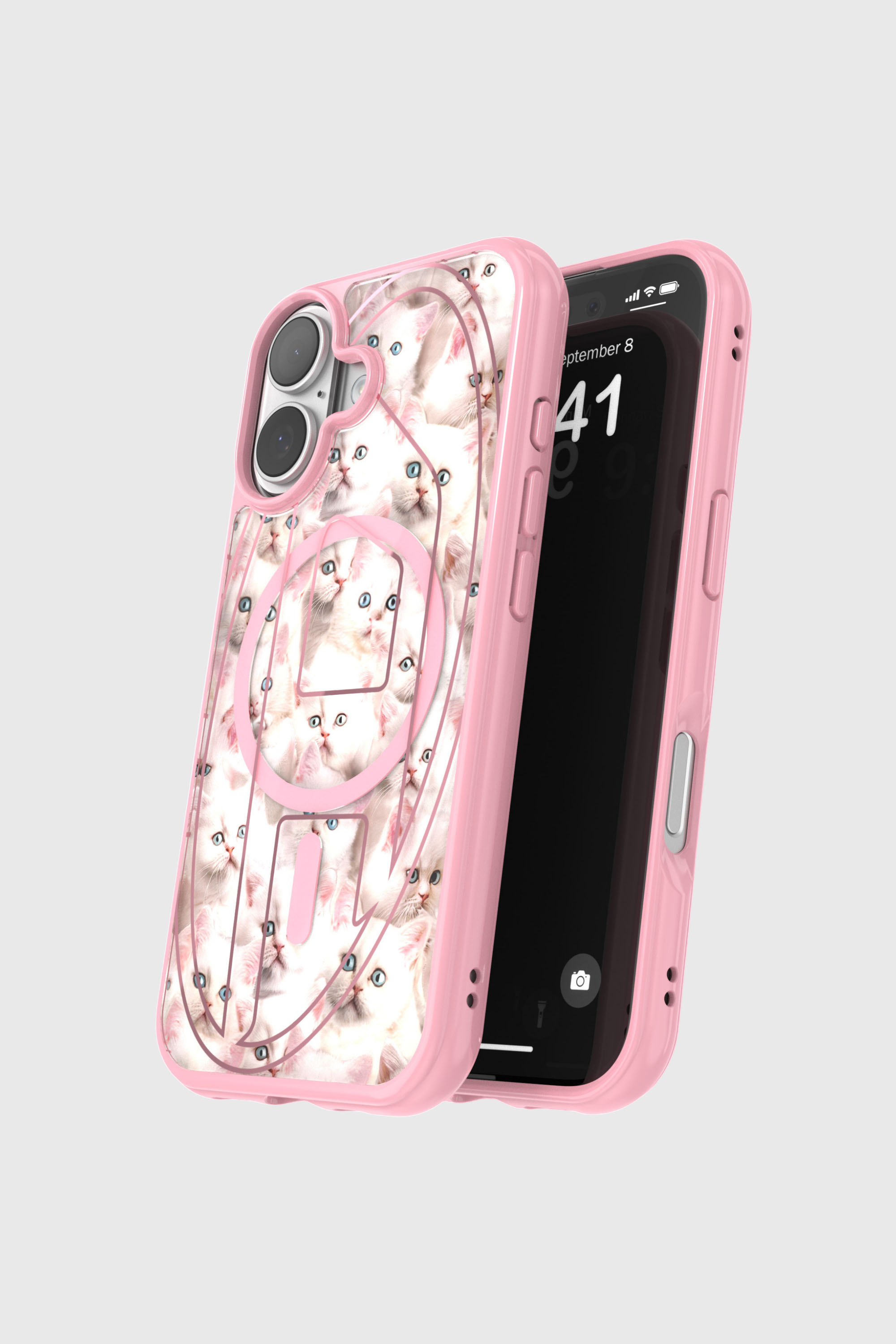 Women's Oval D cats case with magsafe for iPhone 17 | Pink
