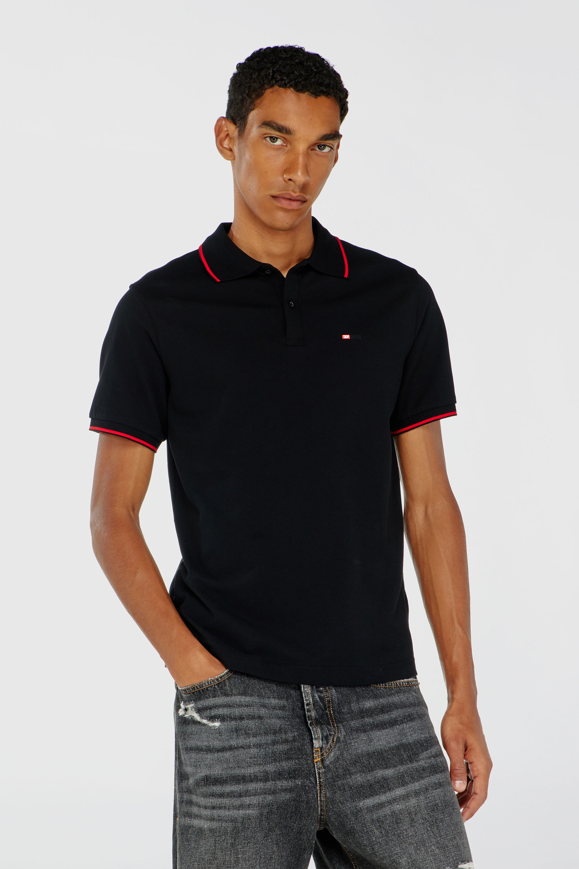 Diesel - T-FERRY-MICRODIV, Man's Polo shirt with micro Diesel embroidery in Black - 3