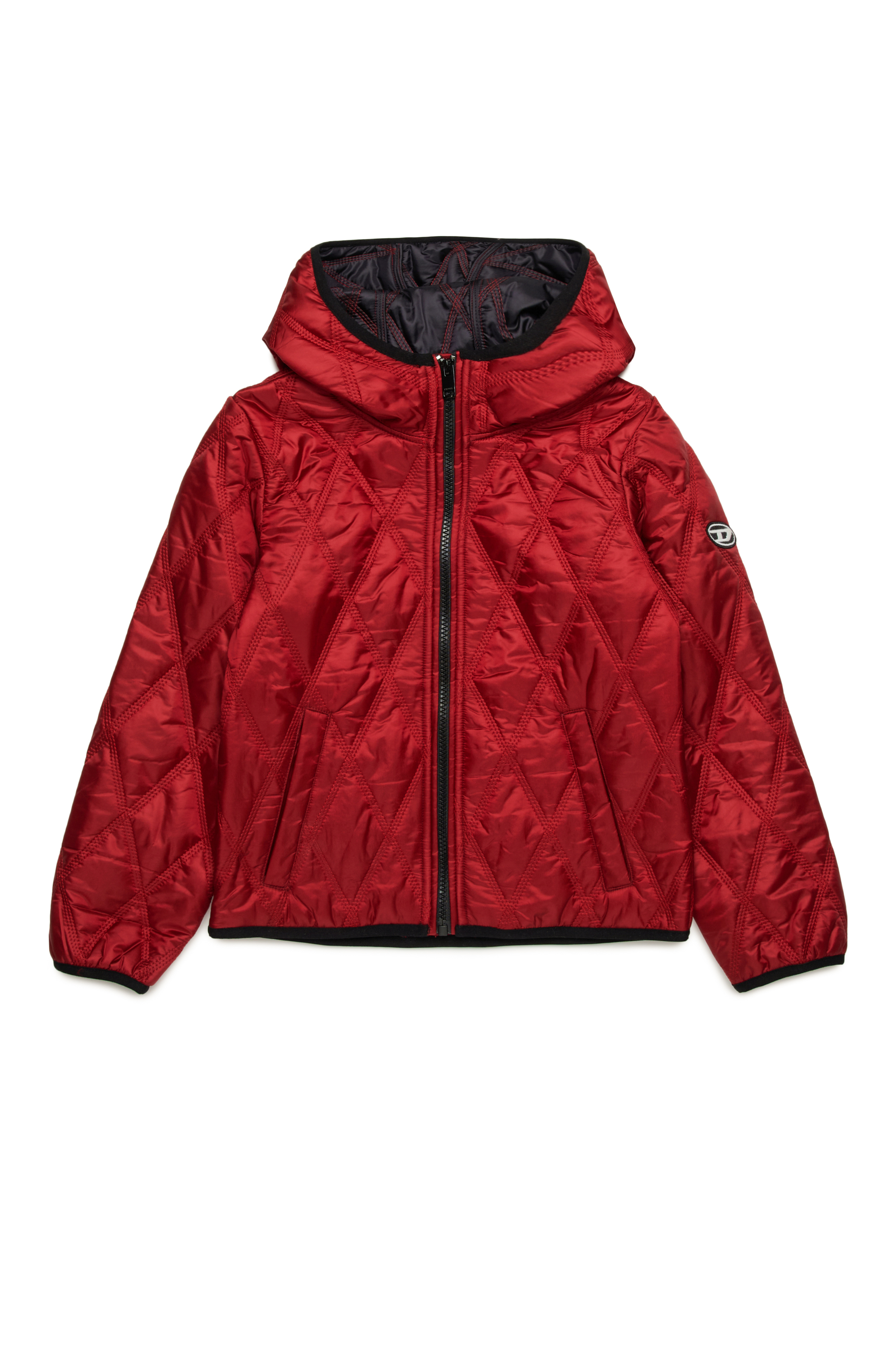 Diesel - JFOKKER, Unisex Hooded quilted nylon jacket in Red - Image 1