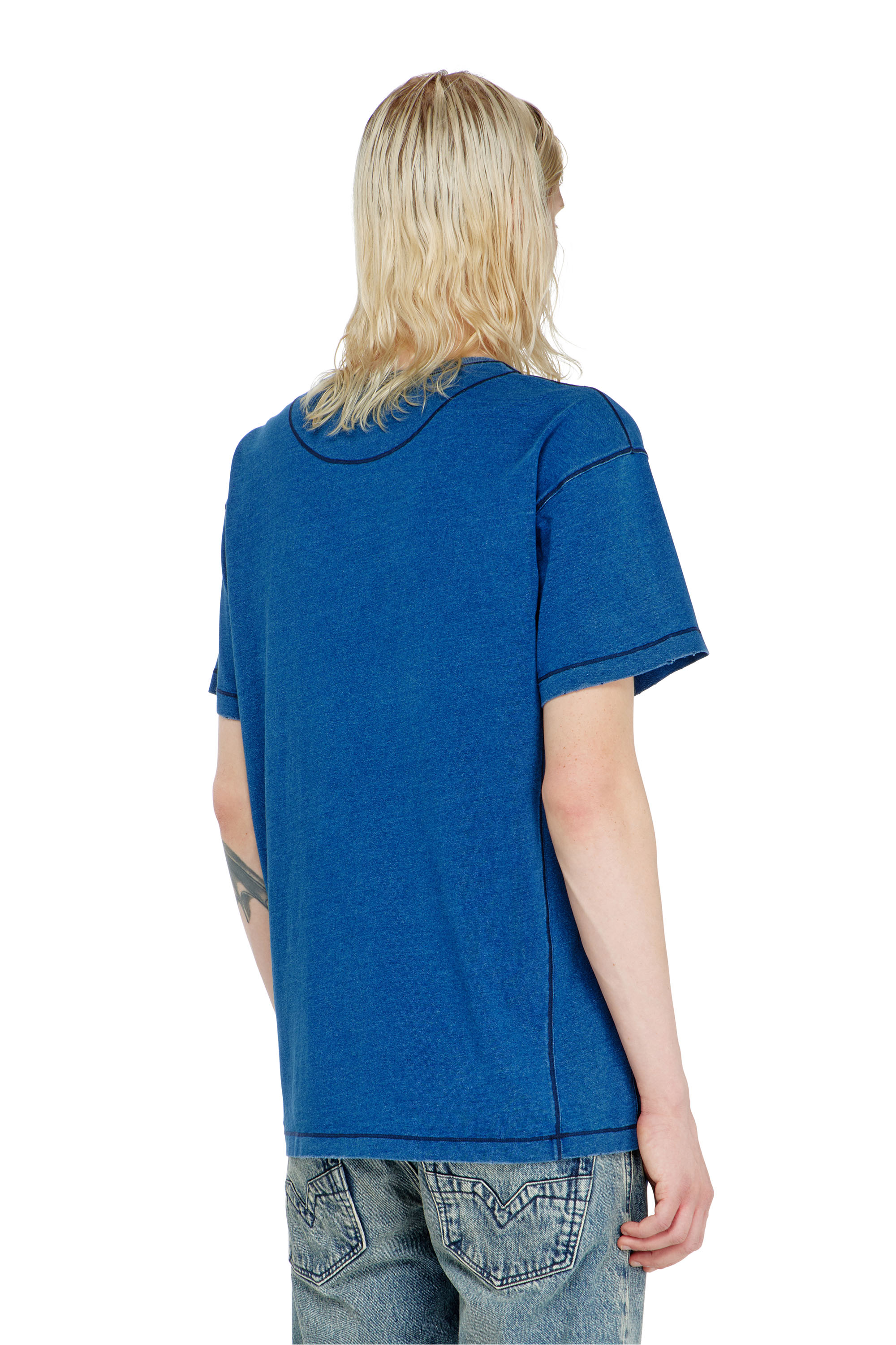 Diesel - T-NOX, Man's T-shirt with shadow-effect patches in Medium blue - 4
