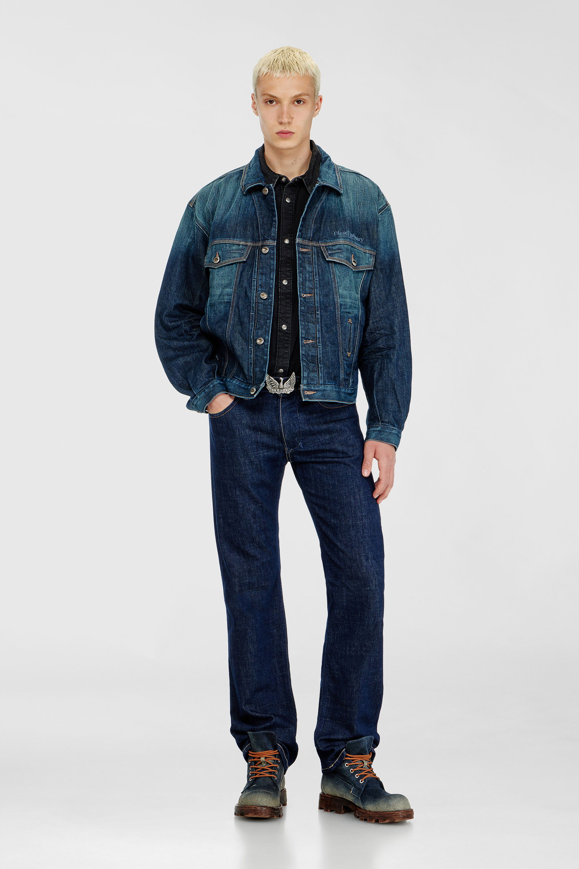 Diesel - D-DENVER-CL, Unisex's Trucker jacket in selvedge denim in Medium blue - 1