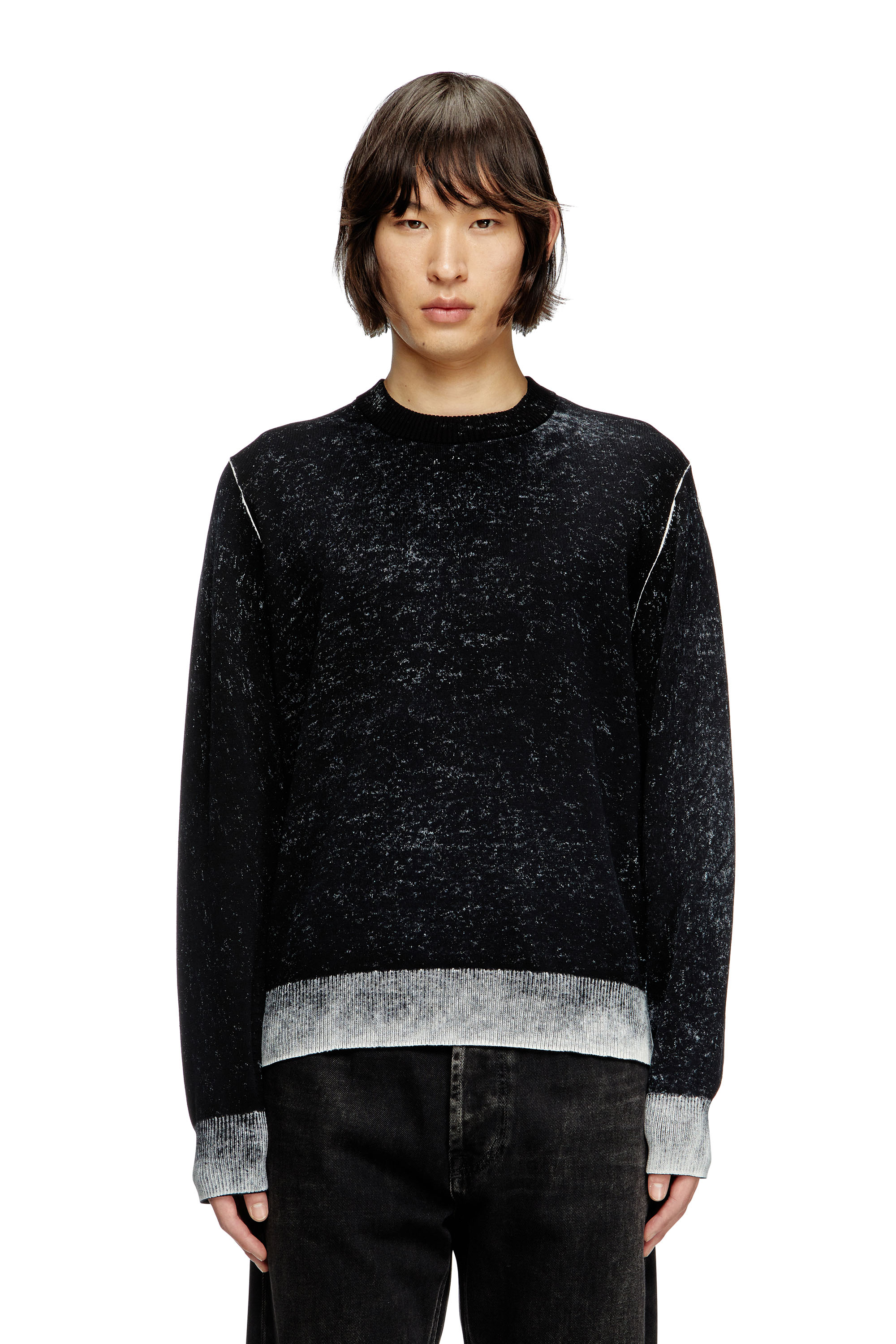 Diesel - K-LARENCE-B, Man's Reverse-print cotton jumper in Black - 3