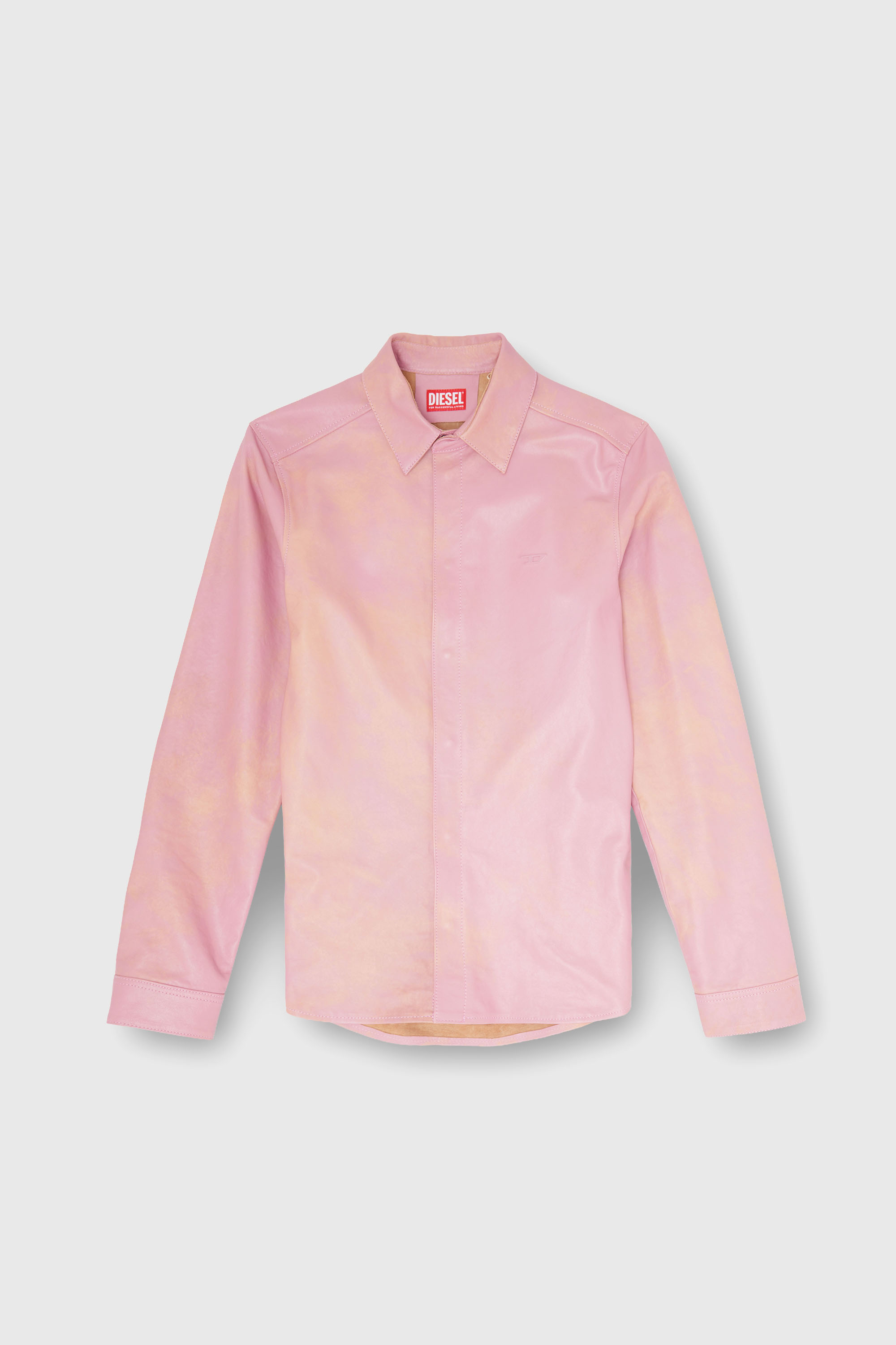 Diesel - S-CIRT, Man's Shirt in treated leather in Pink - 2