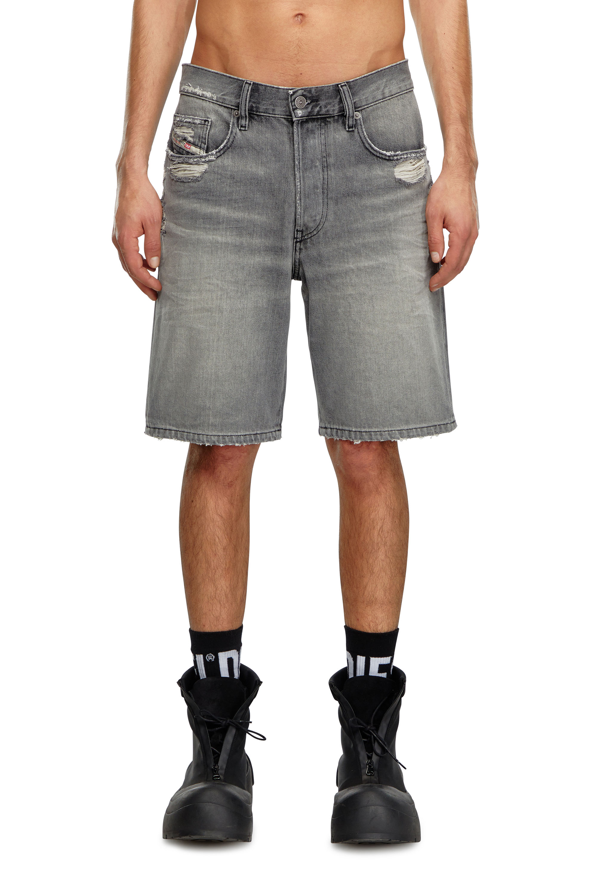 Diesel - REGULAR-SHORT, Man's Denim shorts in Dark grey - 3