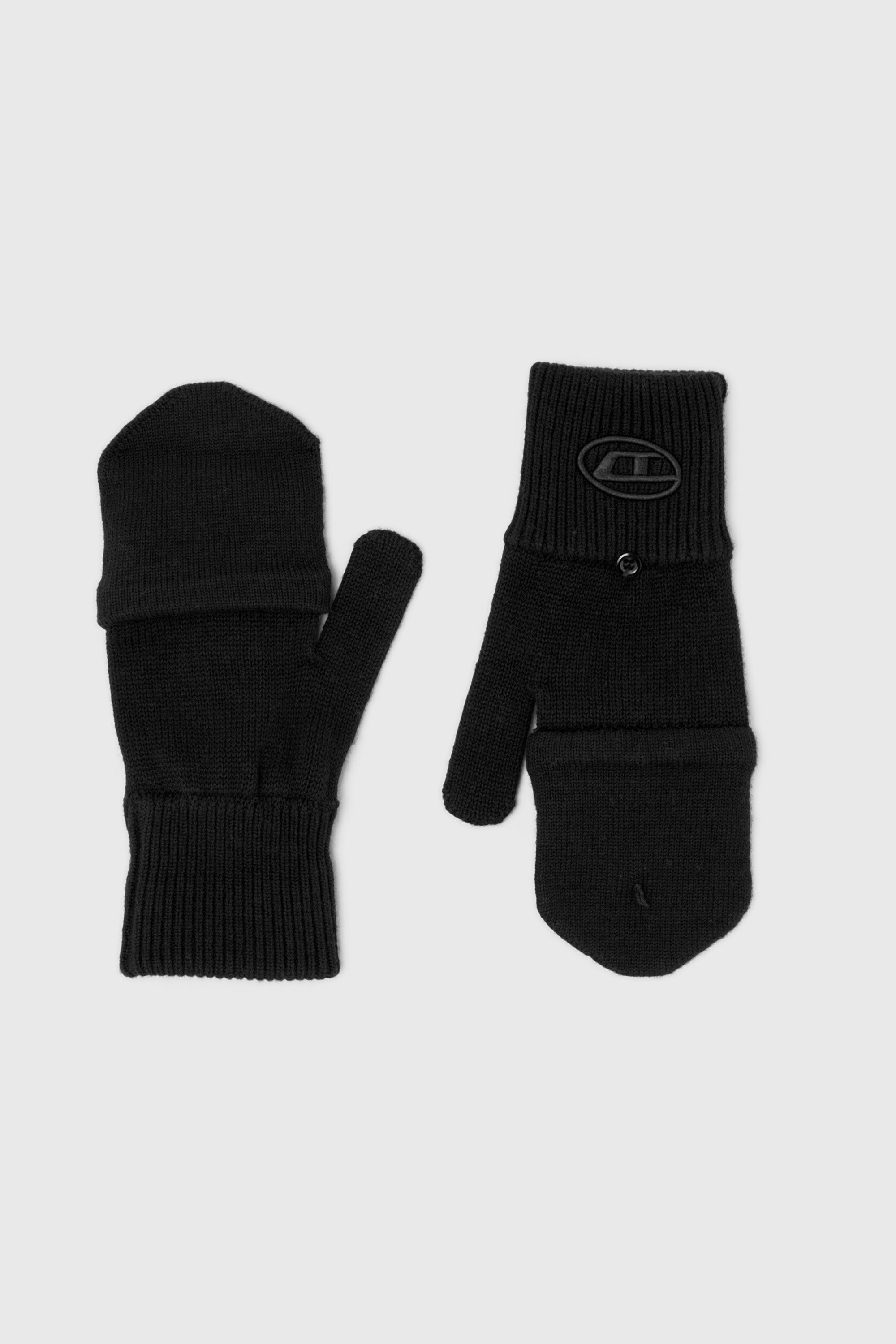 Diesel - K-CODY-B, Unisex's Wool-blend gloves with Oval D logo in Black - 1