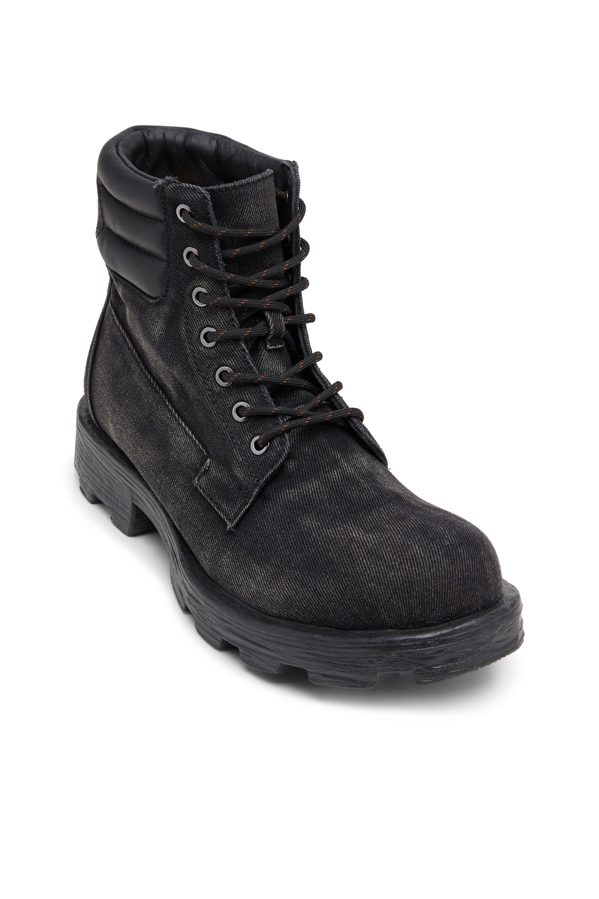 Diesel - D-HAMMER LACE UP, Man's D-Hammer-Combat boots in denim and leather in Black - 6