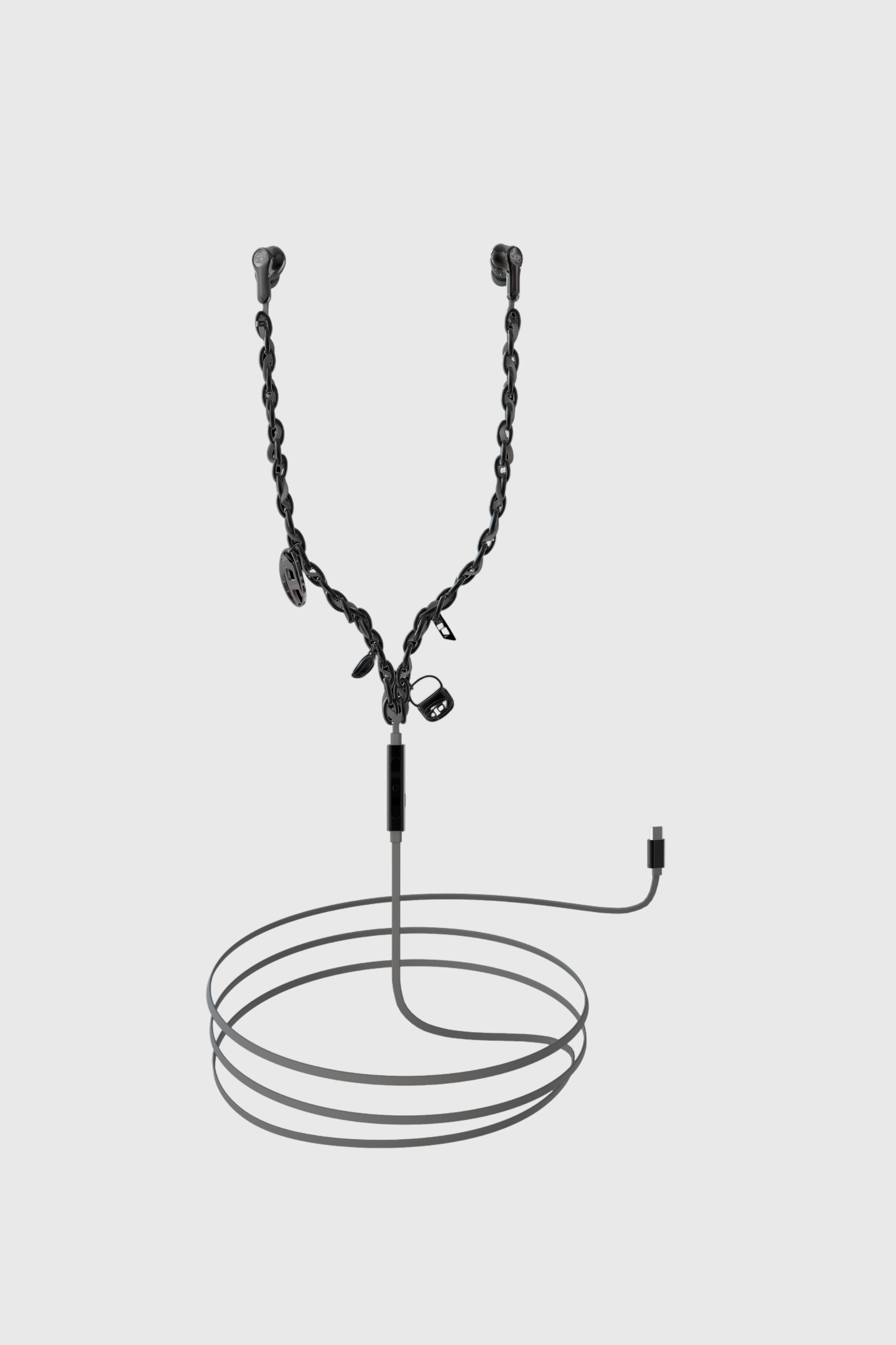 Diesel - 60686 WIRED EARBUDS WIRED EARBUDS, Unisex's Wired Earbuds and charms black in Black - 1