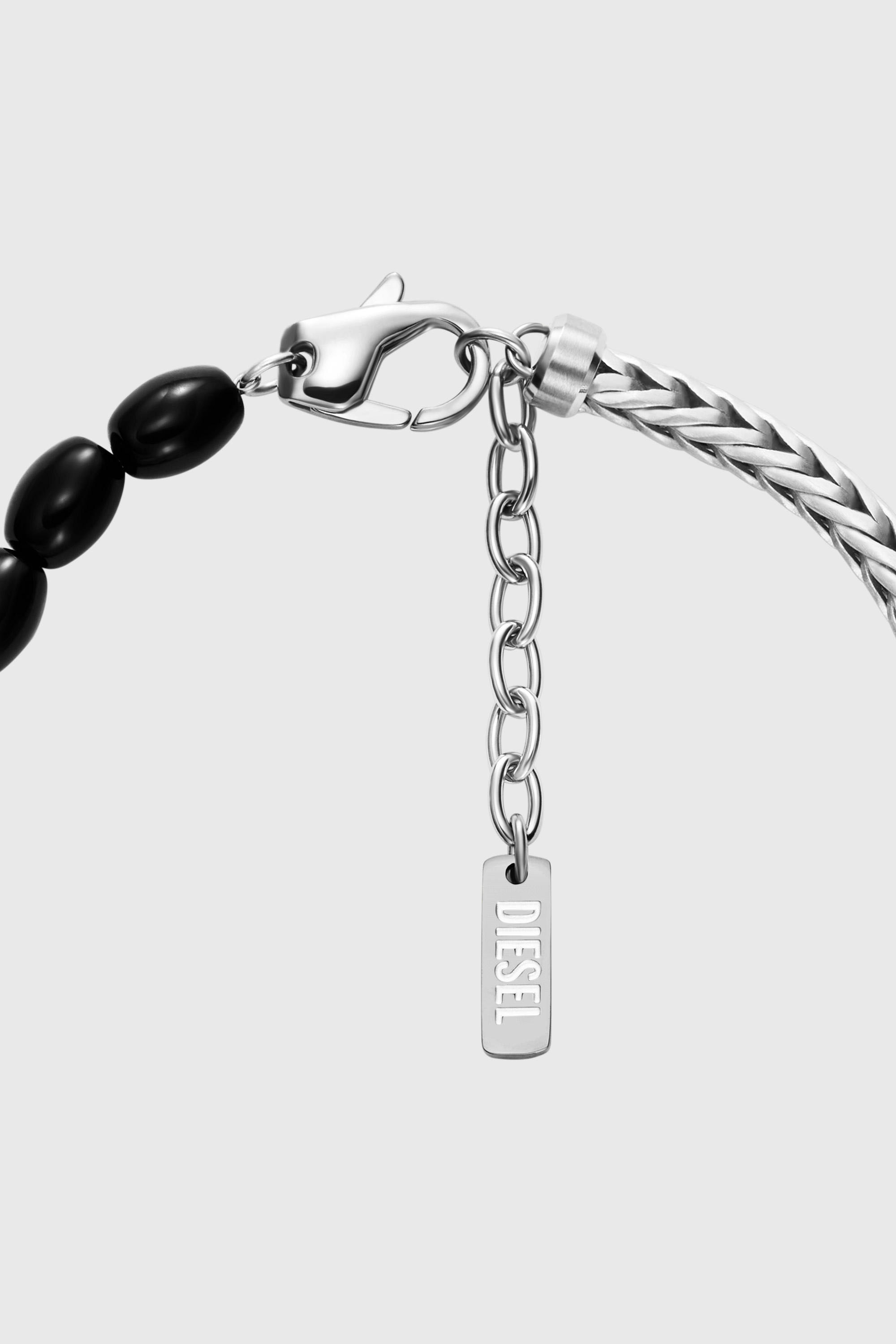 Diesel - DX1714040, Unisex's Black Agate Beaded Bracelet in Silver/Black - 2