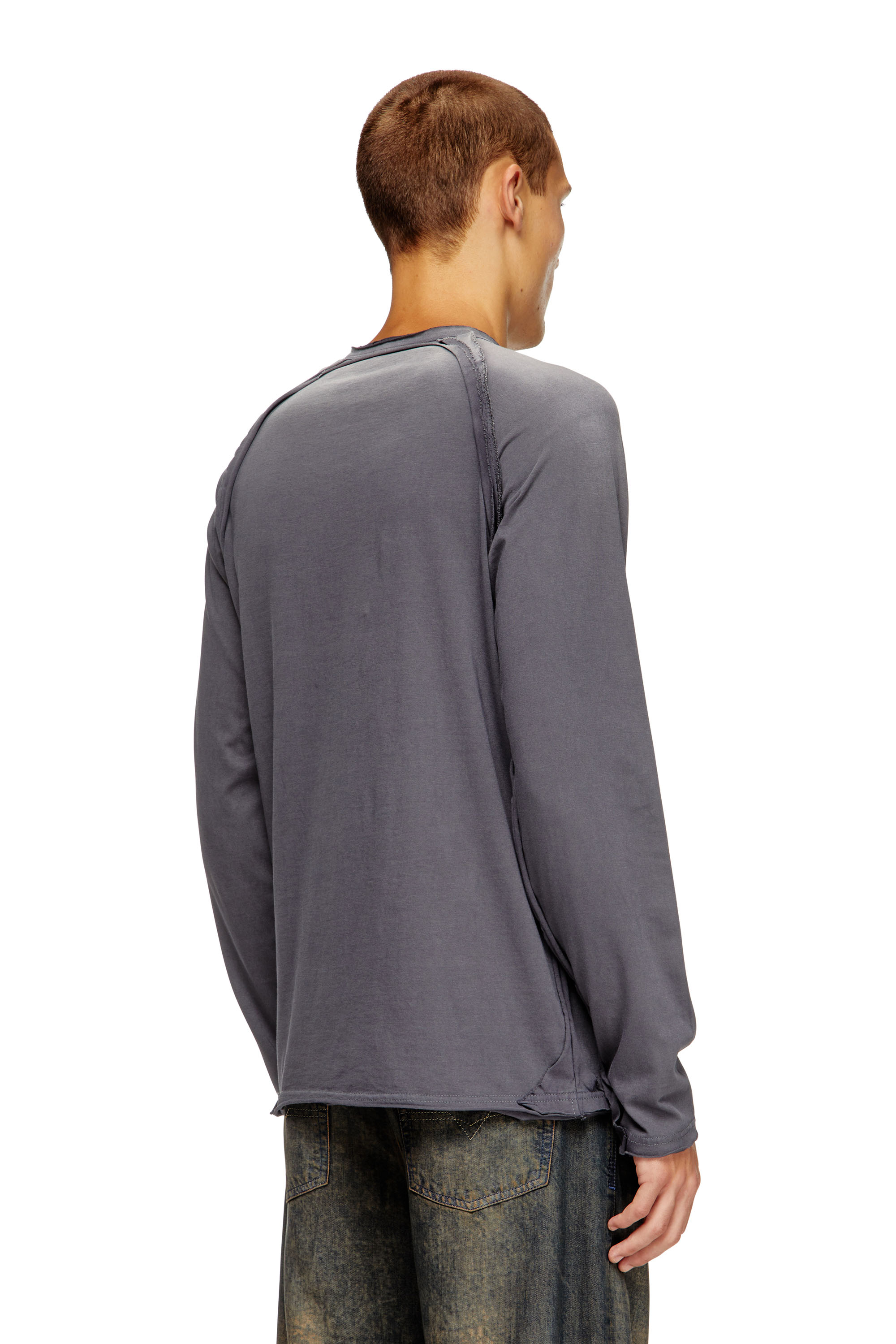 Diesel - T-RAWGY, Man's Long-sleeve T-shirt with peel-off effect in Grey - 4