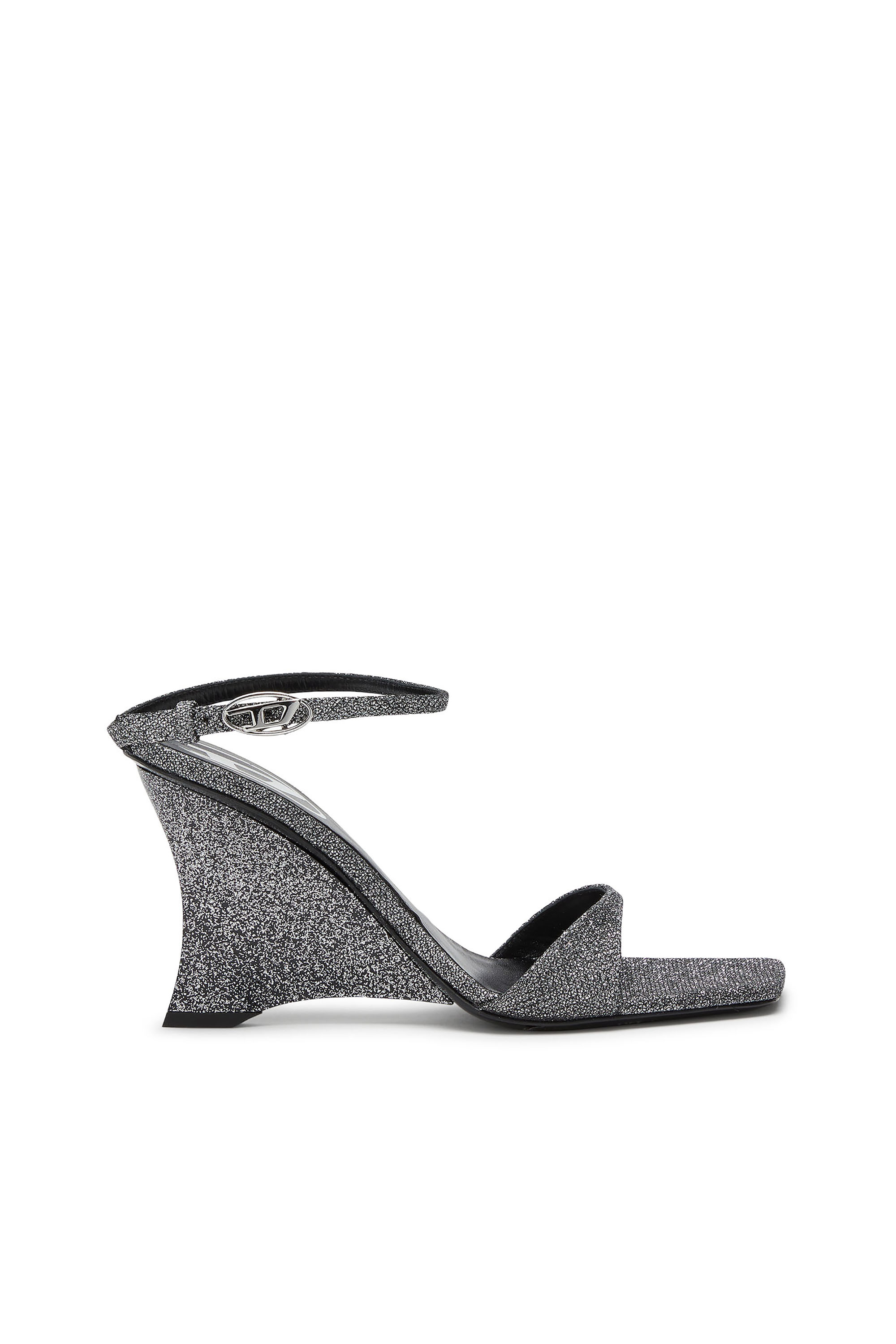 Diesel - D-AMBER SANDAL WEDGE, Woman's D-Amber-Wedge sandals in Lurex fabric in Silver - 1