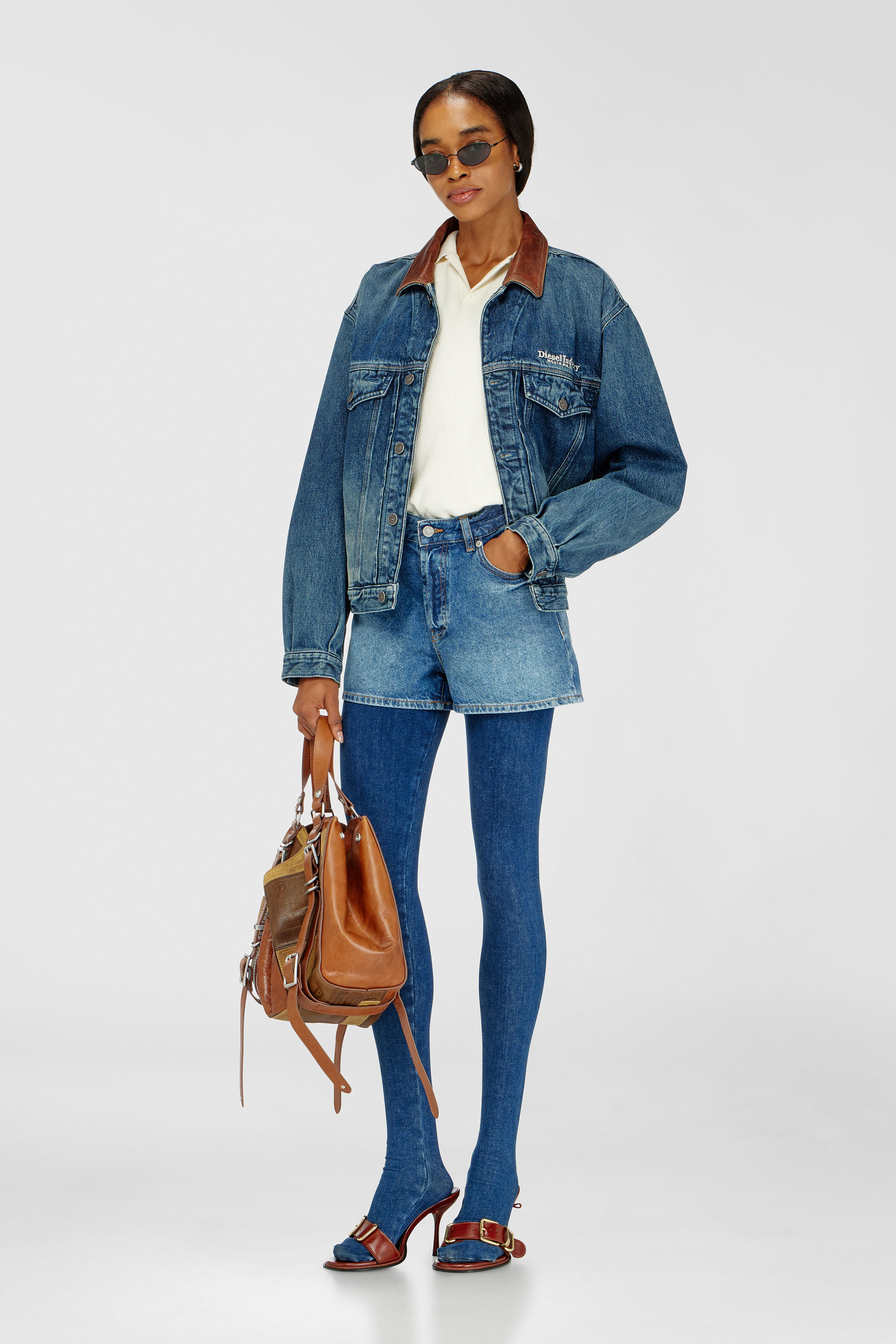 Diesel - DE-HELIOS, Woman's Shorts in worn-in denim in Medium blue - 1