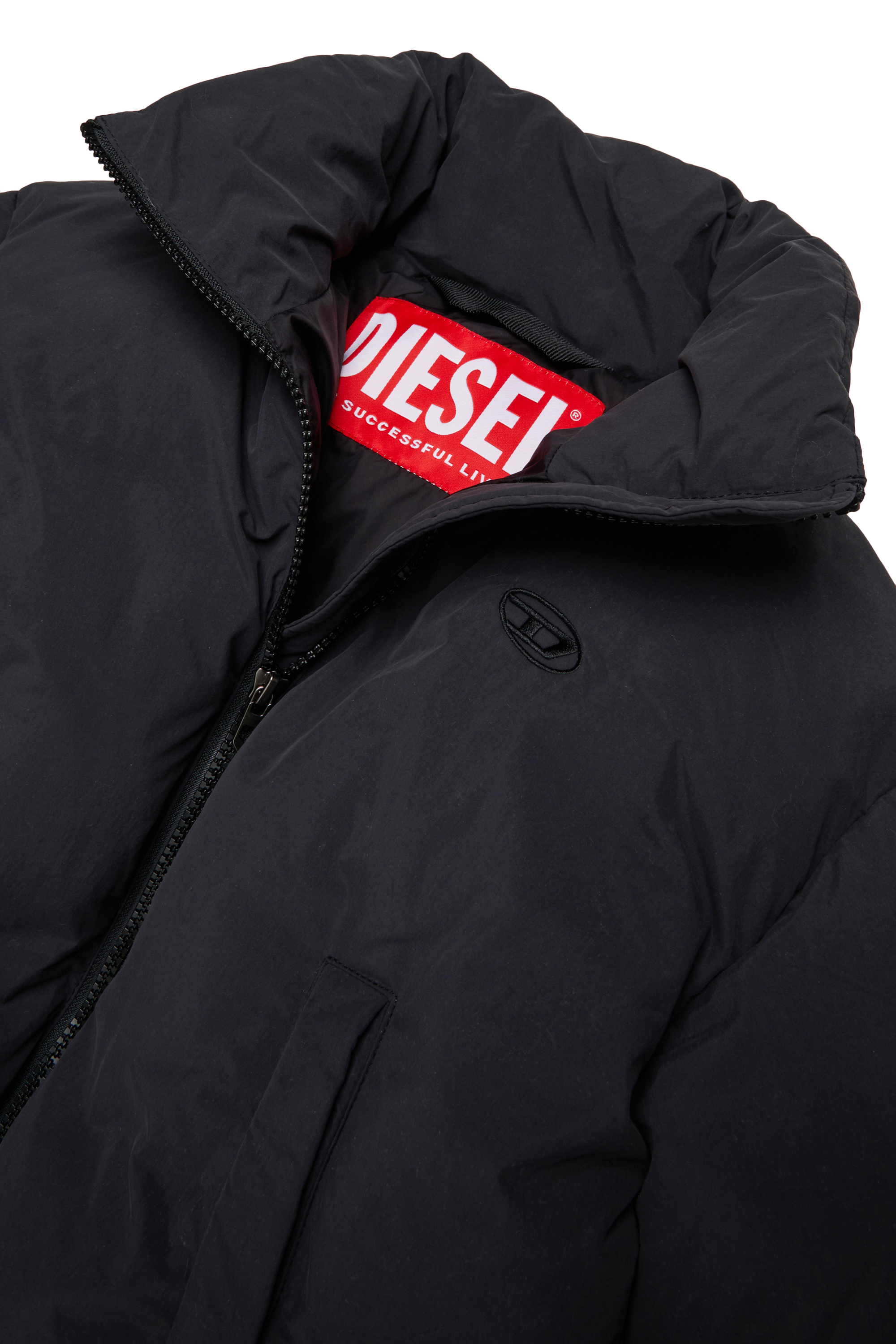 Diesel - JWRAVYS, Woman's Padded nylon jacket with zipper in Black - 4