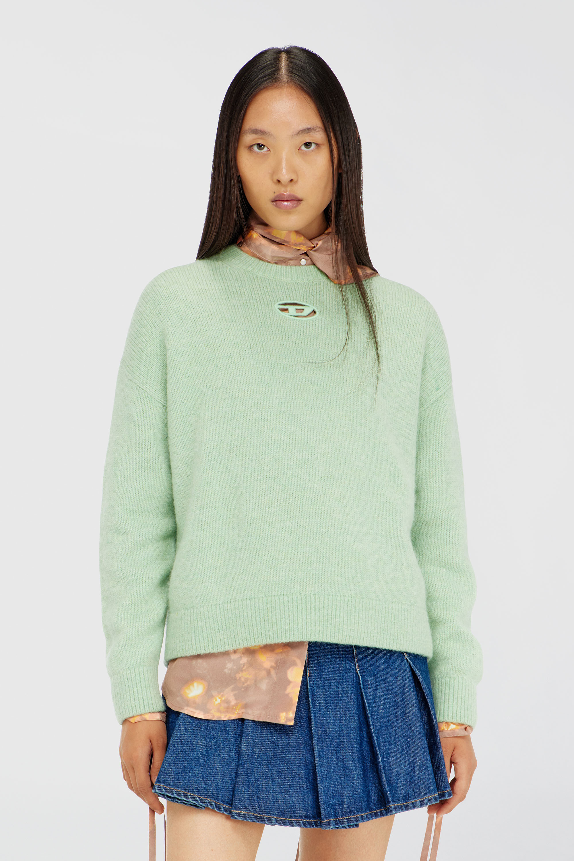 Diesel - M-AREETA, Woman's Jumper in wool and alpaca blend in Water Green - 1