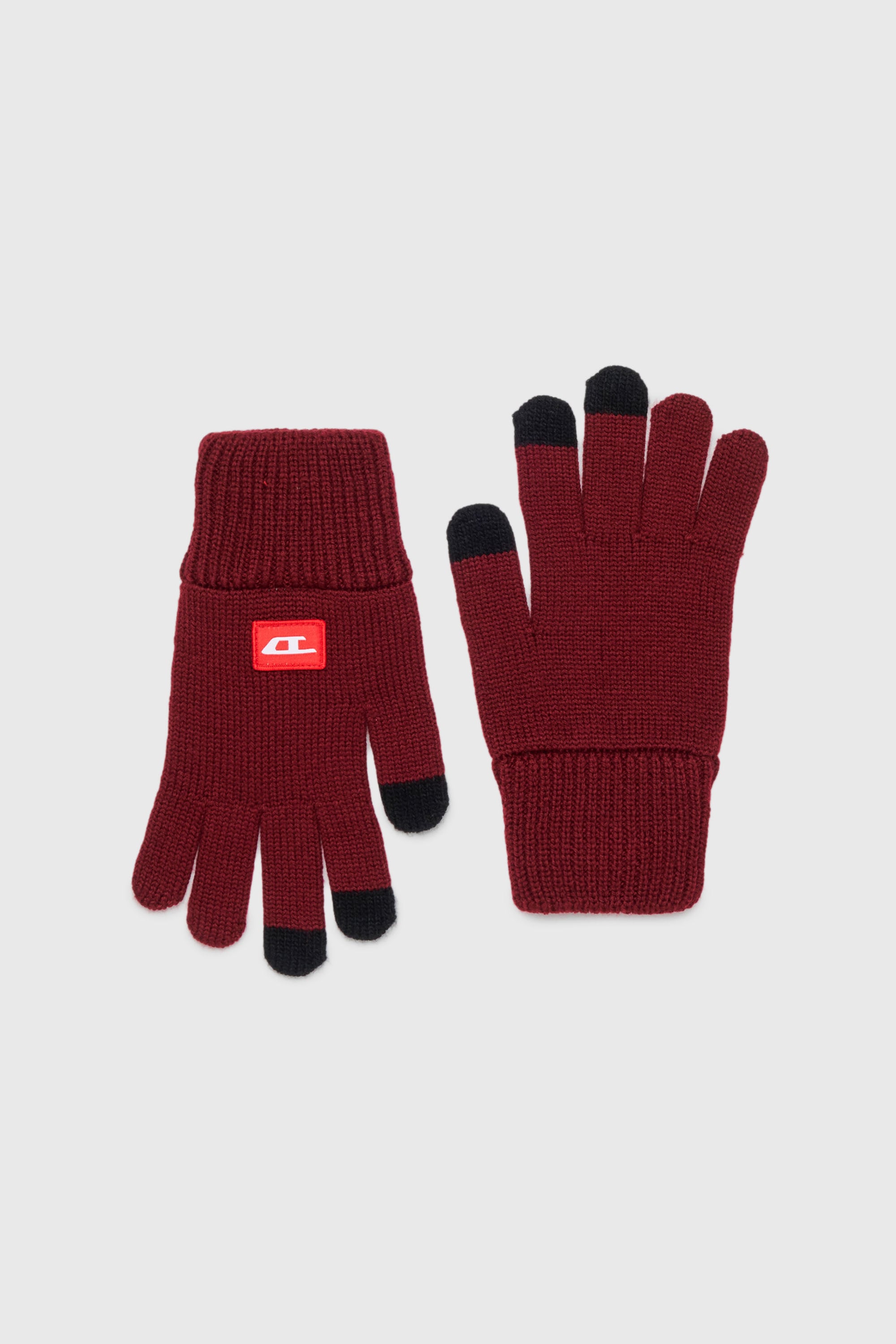 Diesel - NLOT, Unisex's Touchscreen gloves in wool-blend knit in Red - 1