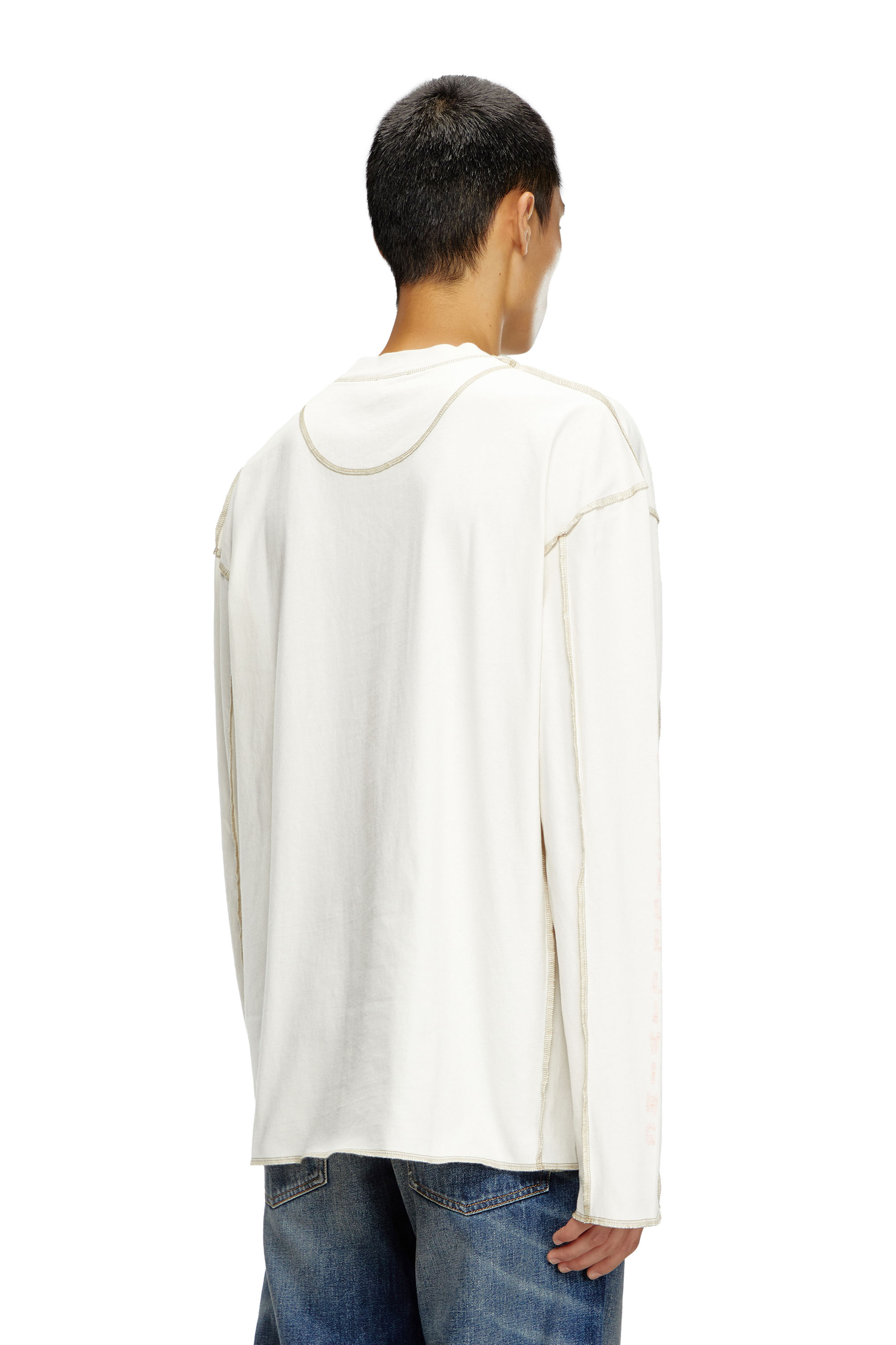Diesel - T-CRAOR-LS, Man Long-sleeve T-shirt with inside-out effect in White - Image 4