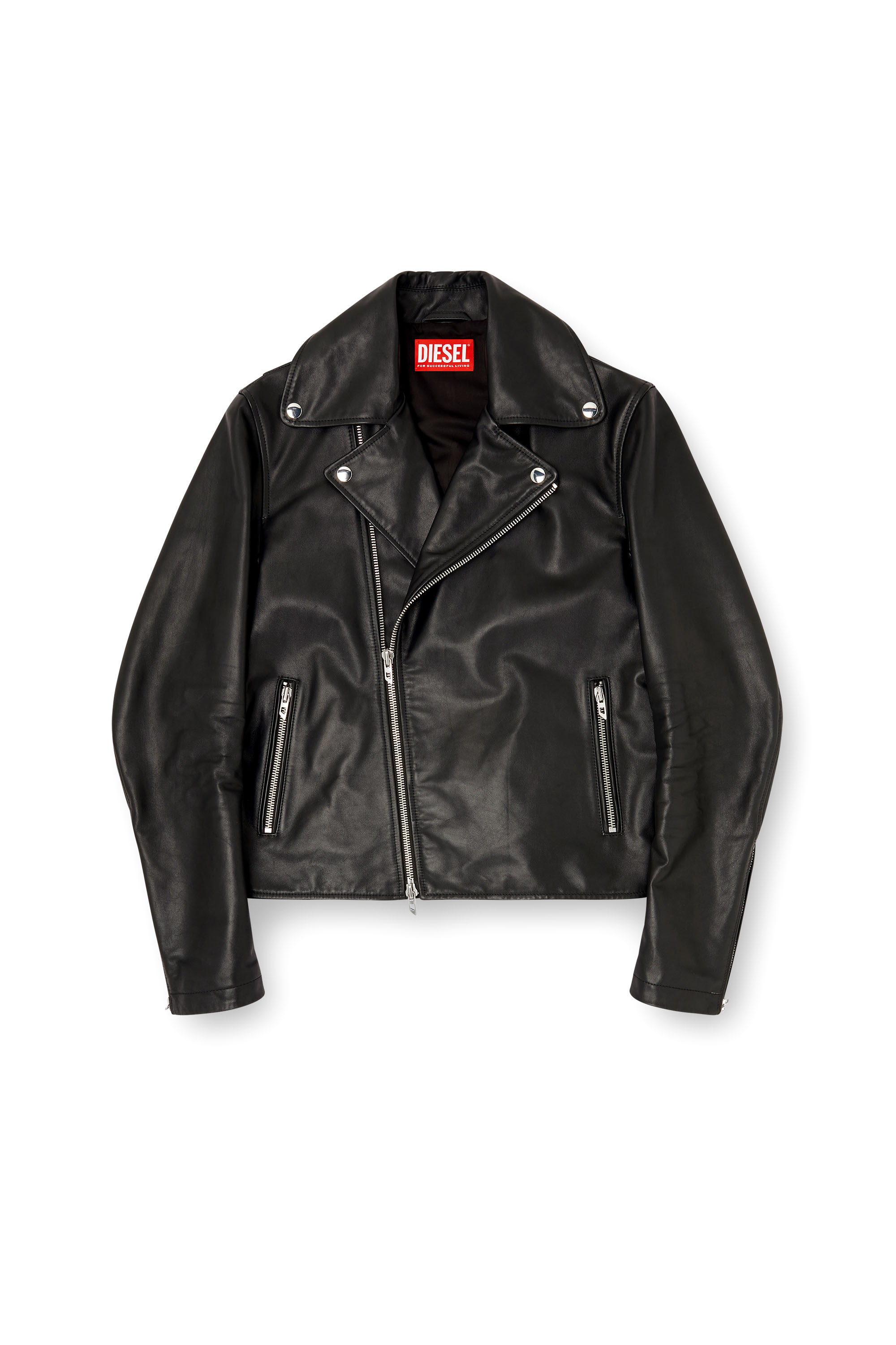 Diesel - L-EO-WRD, Man's Biker jacket in waxed leather in Black - 2