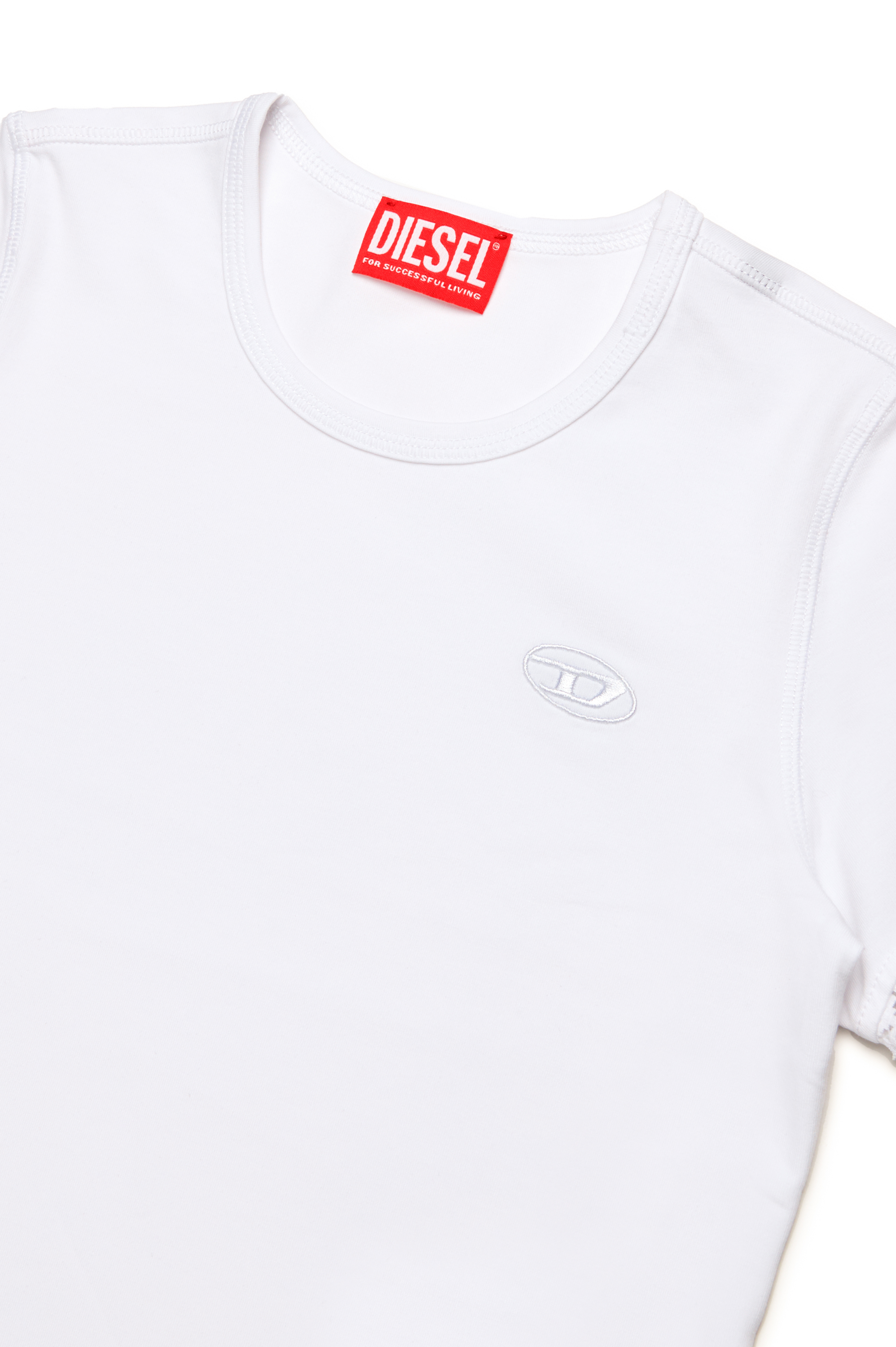Diesel - TUNCUTIELACE, Woman T-shirt with lace sleeve trims in White - Image 3