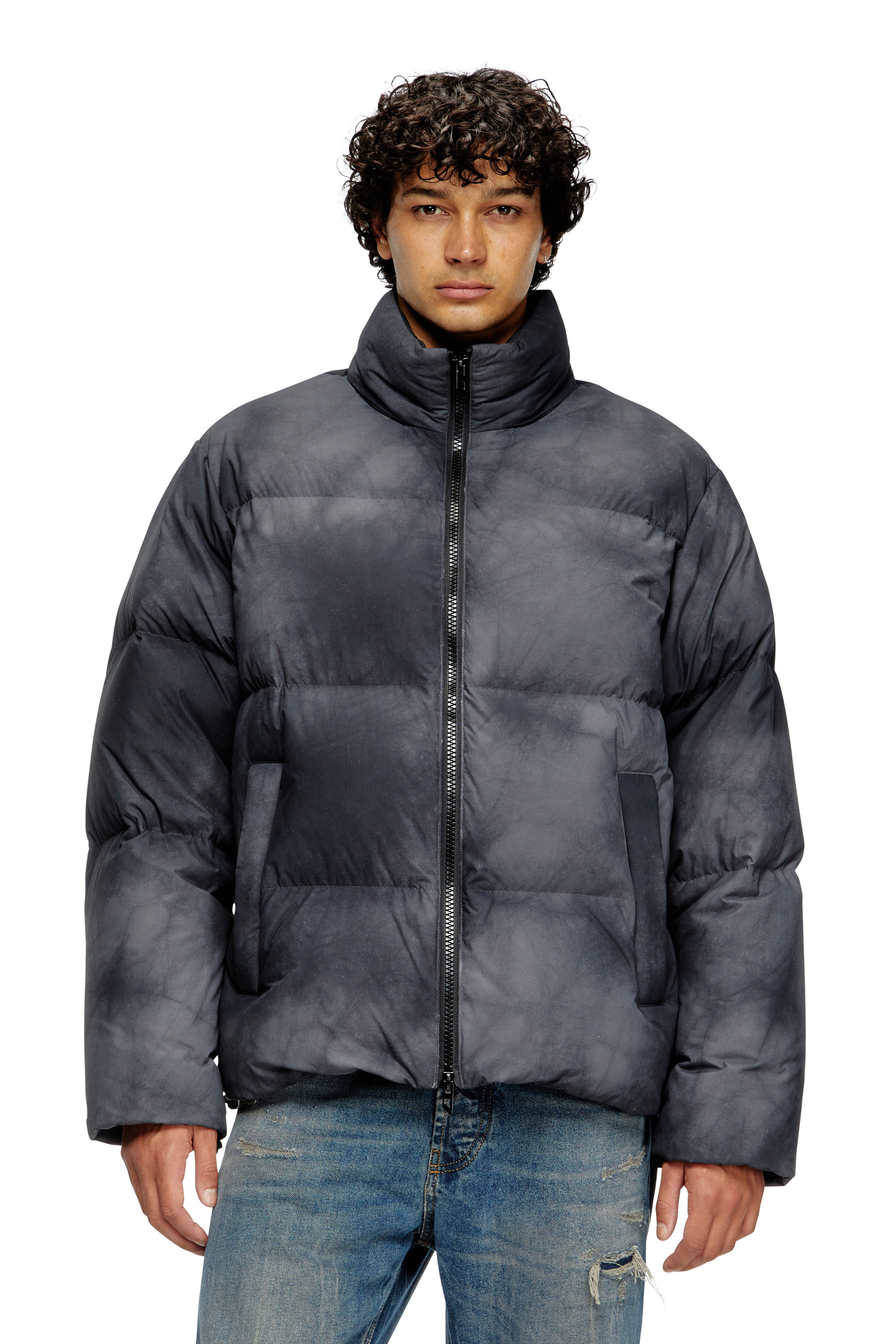 Diesel - W-RAVEEL, Man's Hooded down jacket in patchy nylon in Black - 3