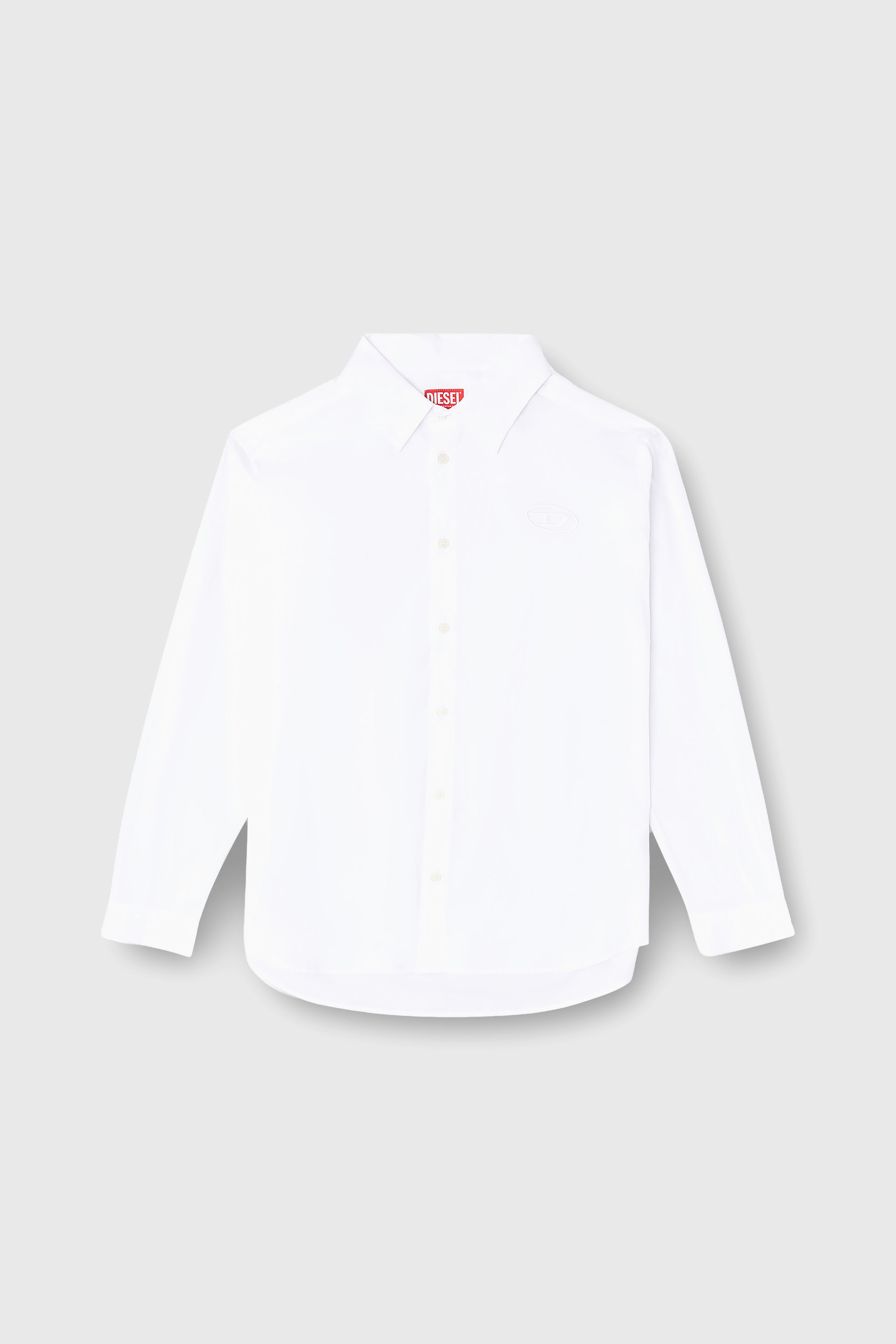 Diesel - S-SIMPLY-GSBH, Man's Stretch poplin shirt with embroidery in White - 2