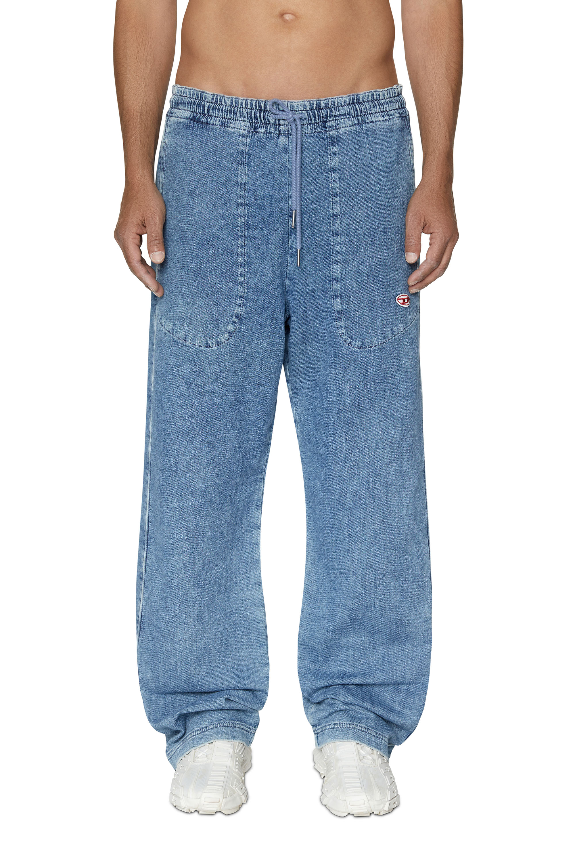 Diesel - D-Martians Track Denim 09D01 Straight, Light Blue - Image 1