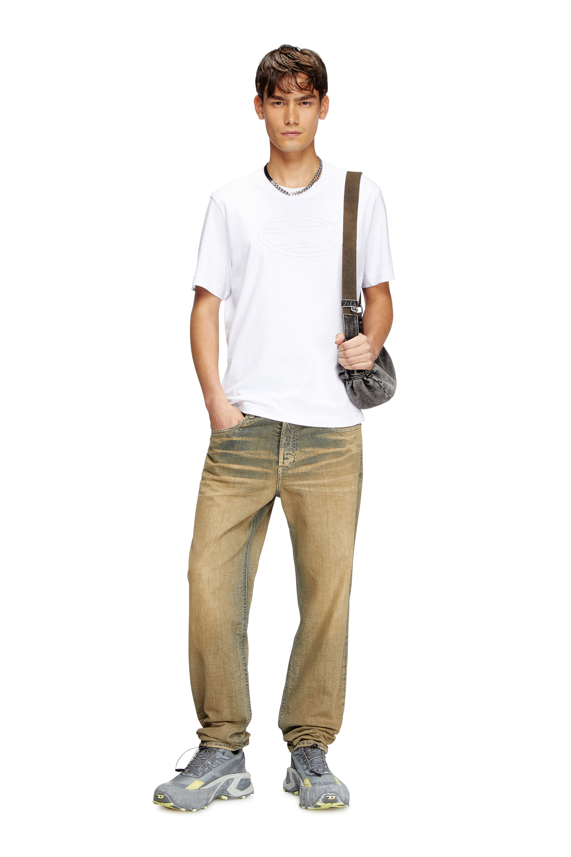 Diesel - T-ADJUST-BIGOVAL, Man's T-shirt with embossed Oval D in White - 1