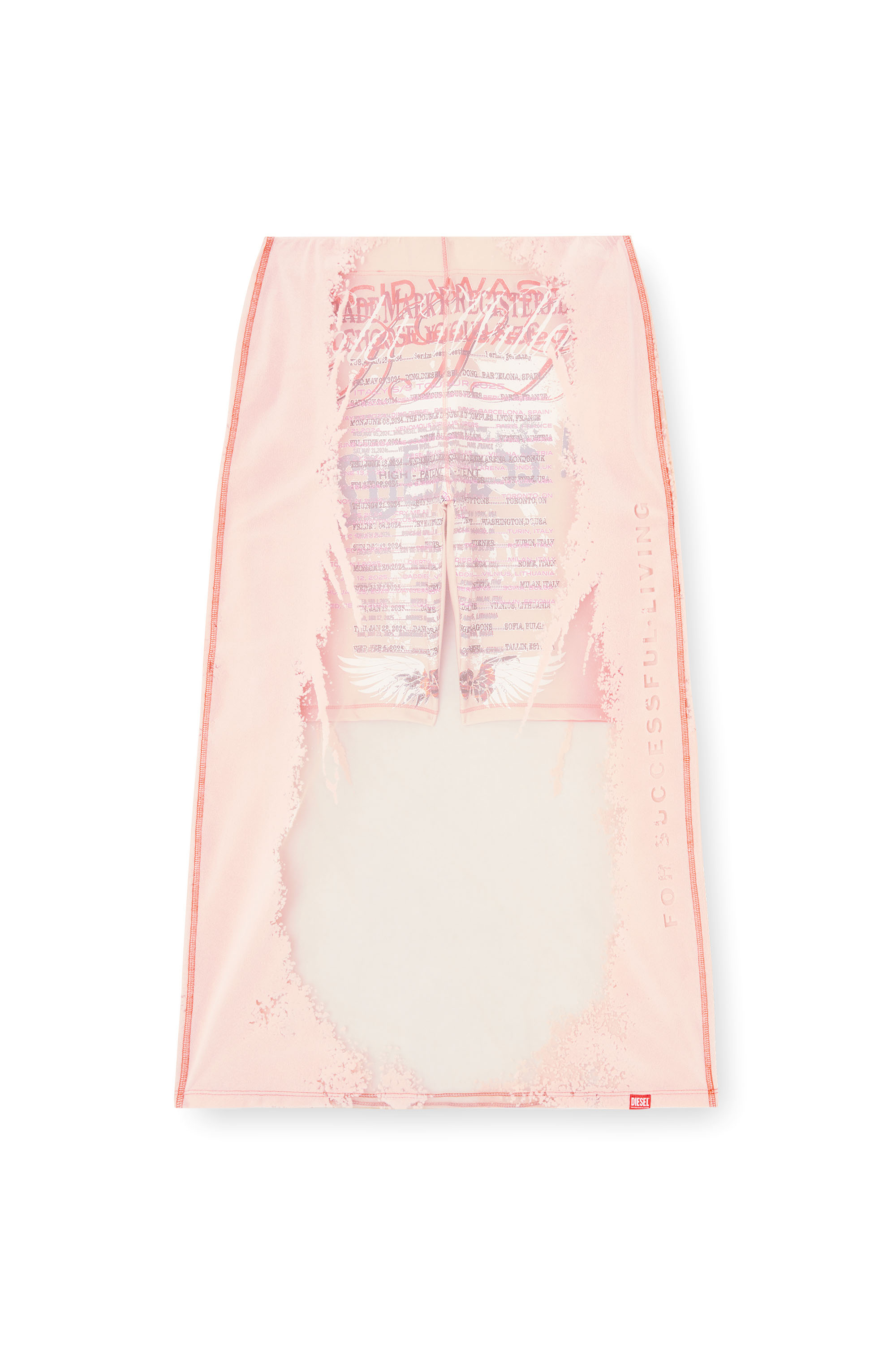 Diesel - O-LYAC, Woman's Layered midi skirt with lyrics print in Face Powder - 2