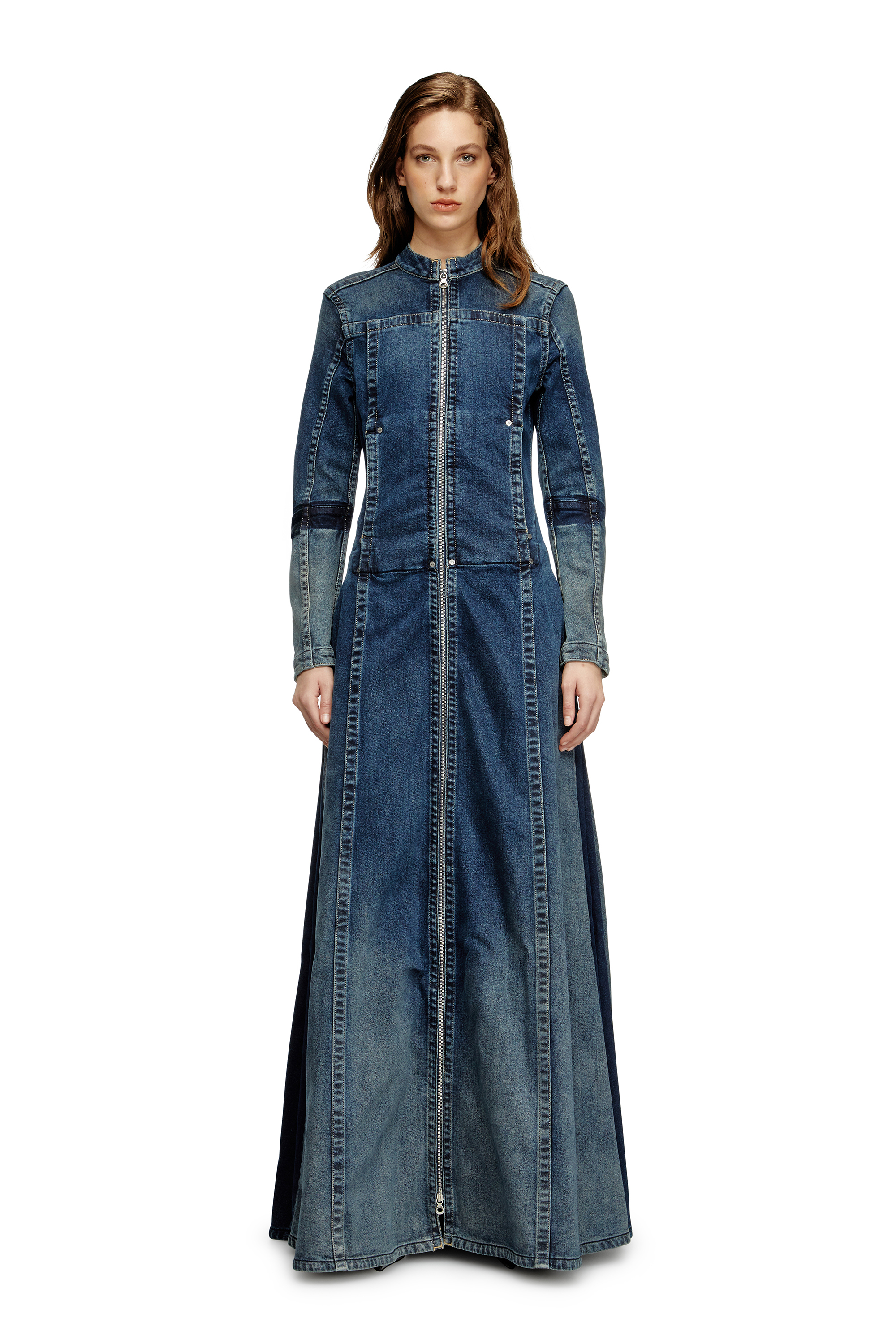 Diesel - DE-RO1-RE-FSG, Woman's Maxi dress in Rehab denim in Medium blue - 3