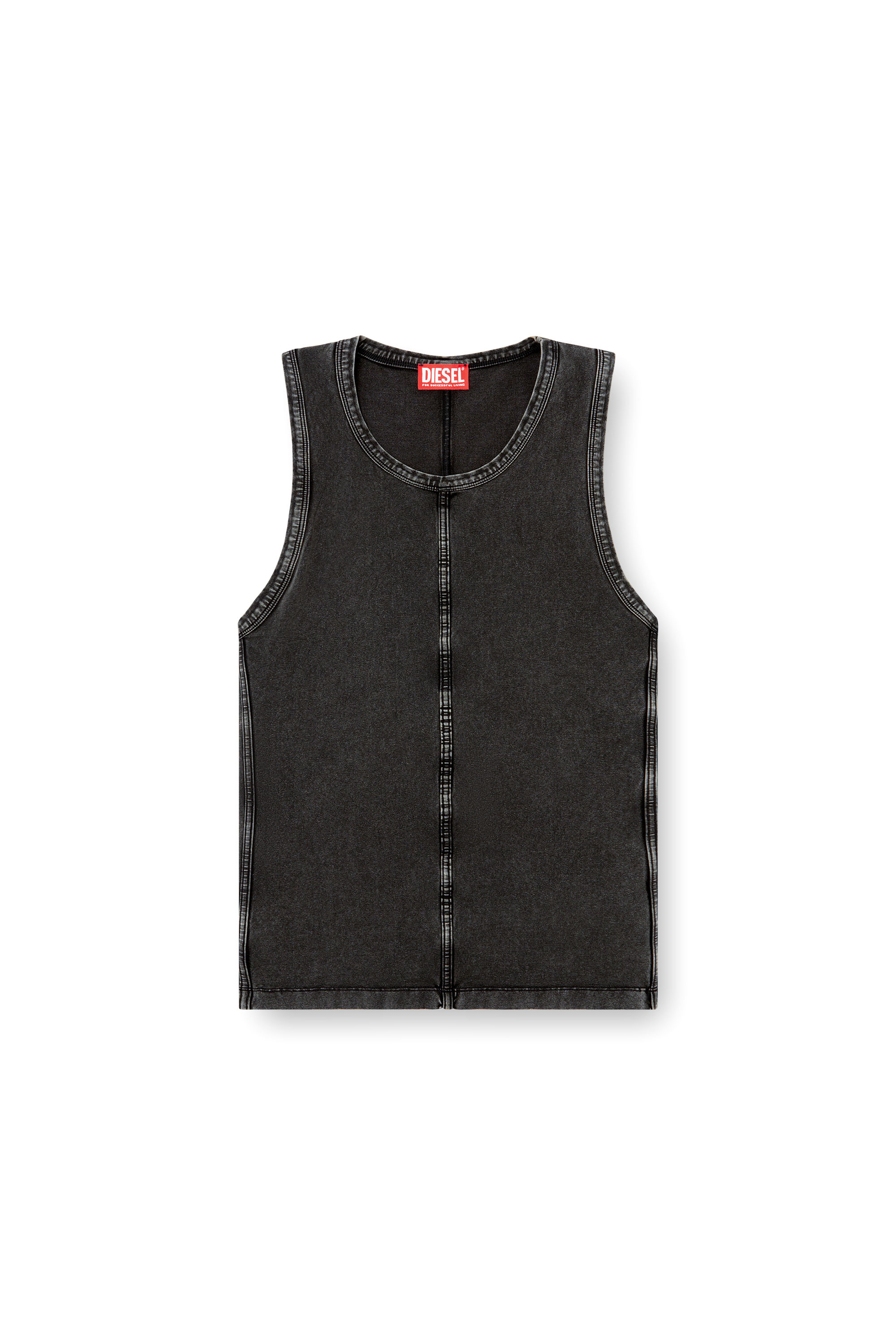 Diesel - T-MELY-SL, Man's Tank top in denim-look jersey in Black - 3