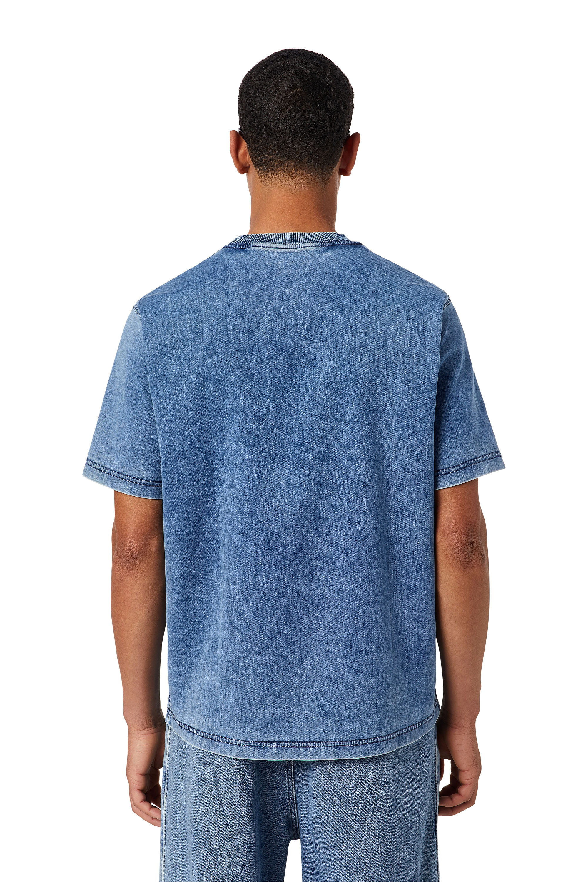 Diesel - D-BIGGOR TRACK DENIM T-SHIRT, Light Blue - Image 3