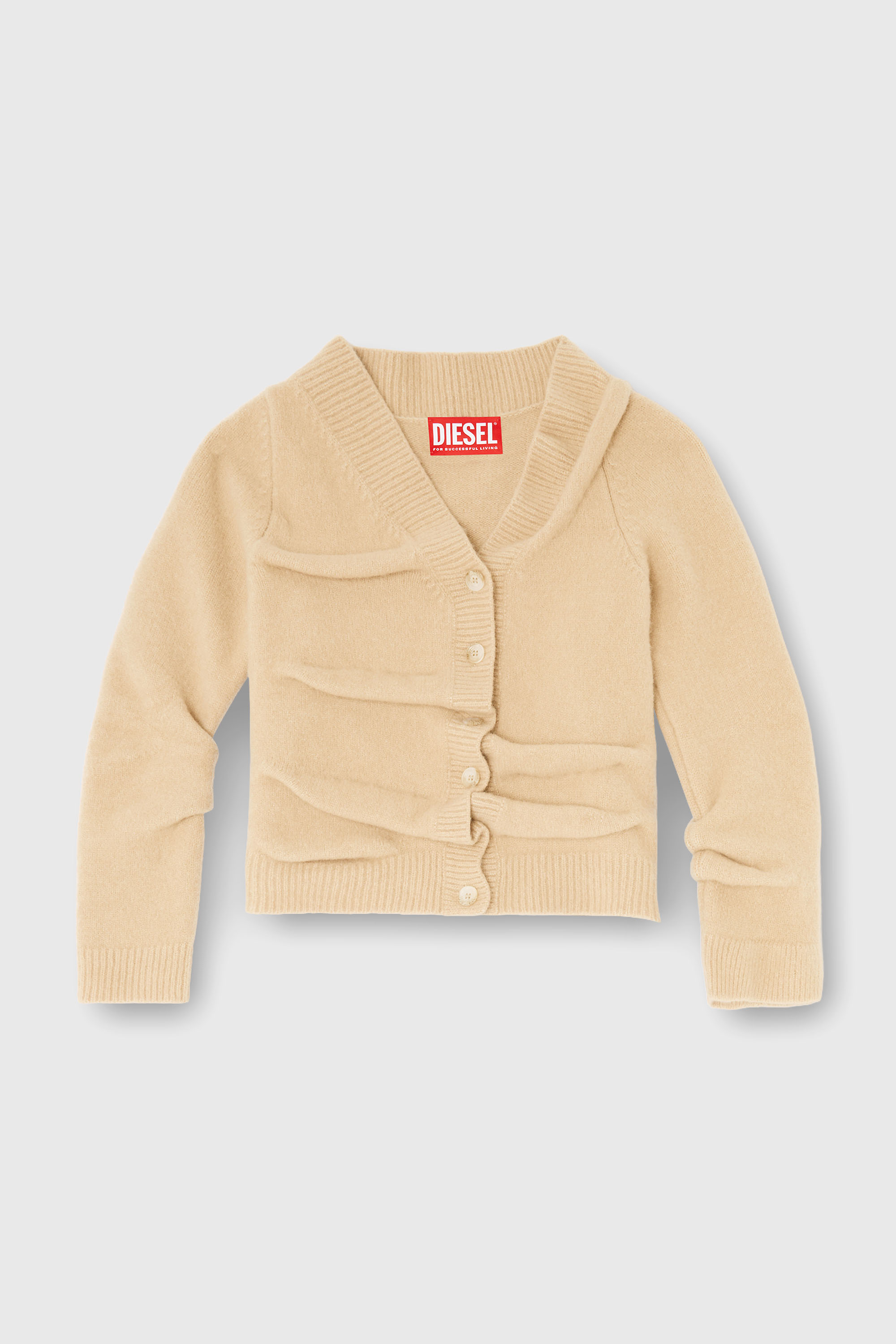 Diesel - M-AVA, Woman's Cropped cardigan in wrinkled boiled knit in Beige - 2