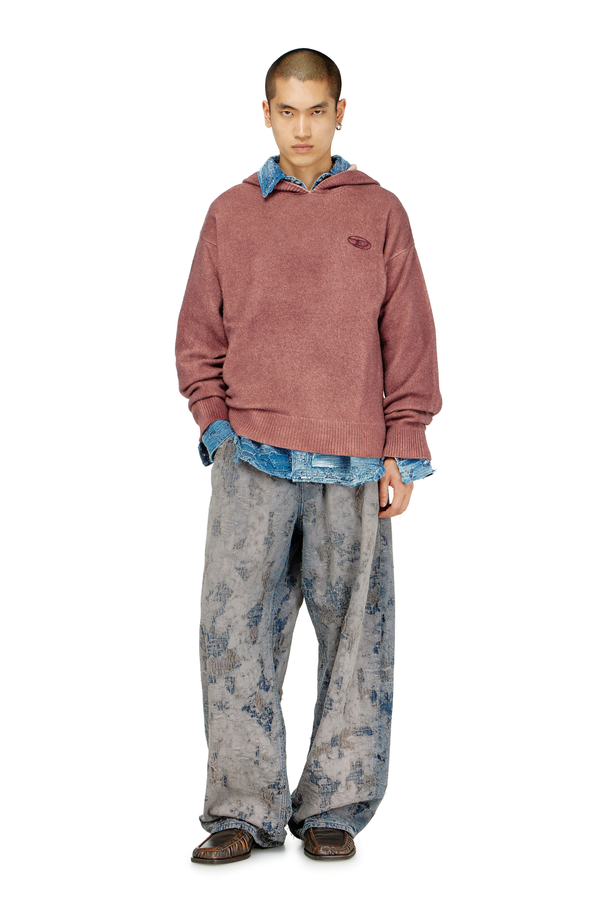 Diesel - K-PICKLED, Man's Double-dyed hoodie in wool-blend knit in null - 2