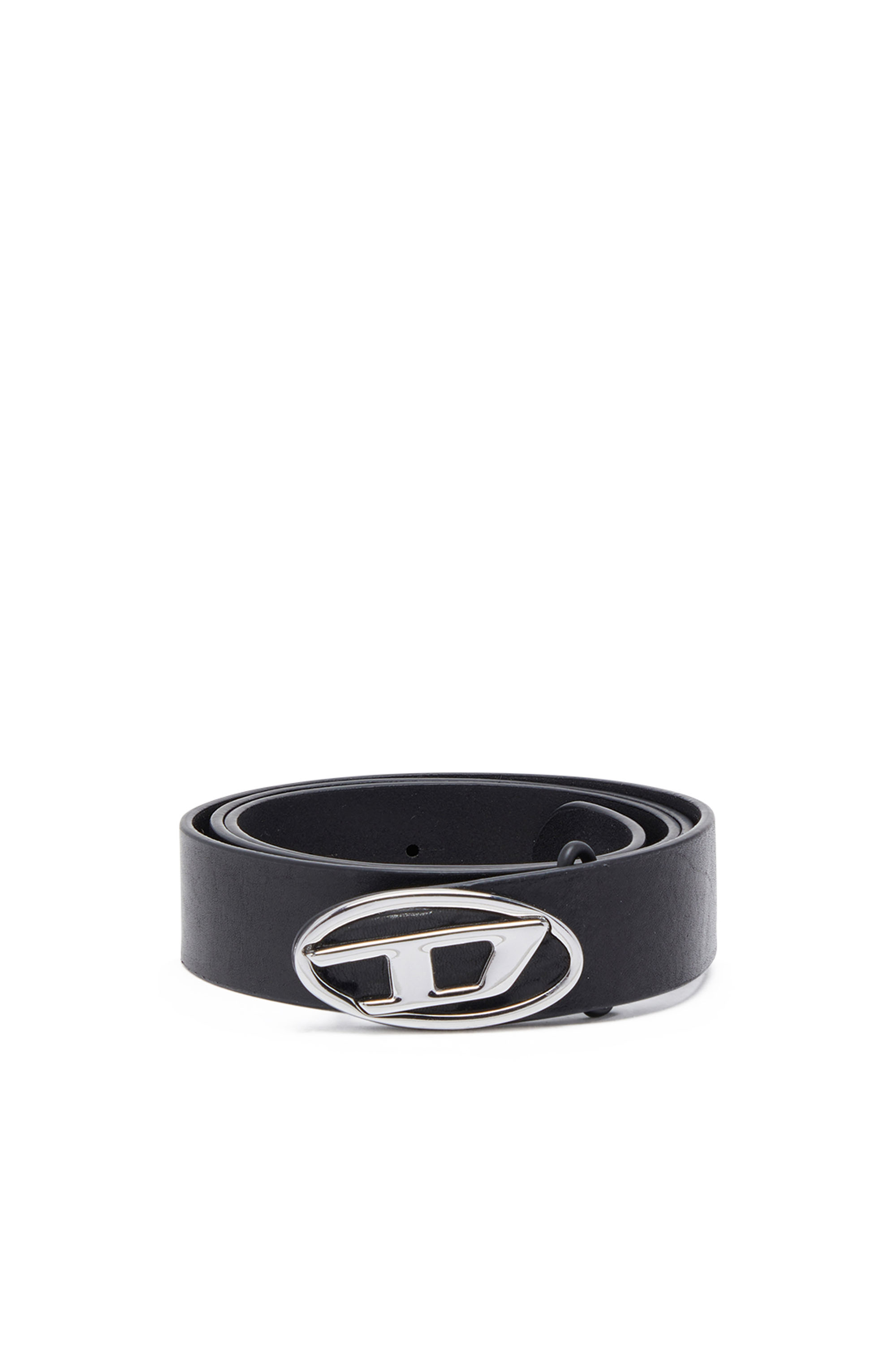 Diesel - B-1DR-LAYER, Man's 2.9cm leather belt with oval d logo in Black - 1