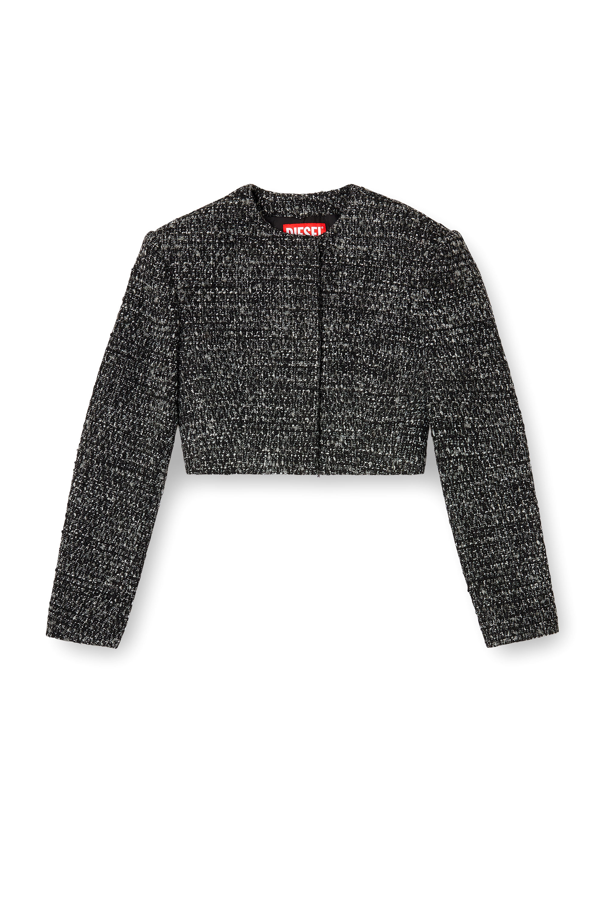 Diesel - G-CROP-G, Woman's Cropped jacket in bouclé fabric in Black - 2