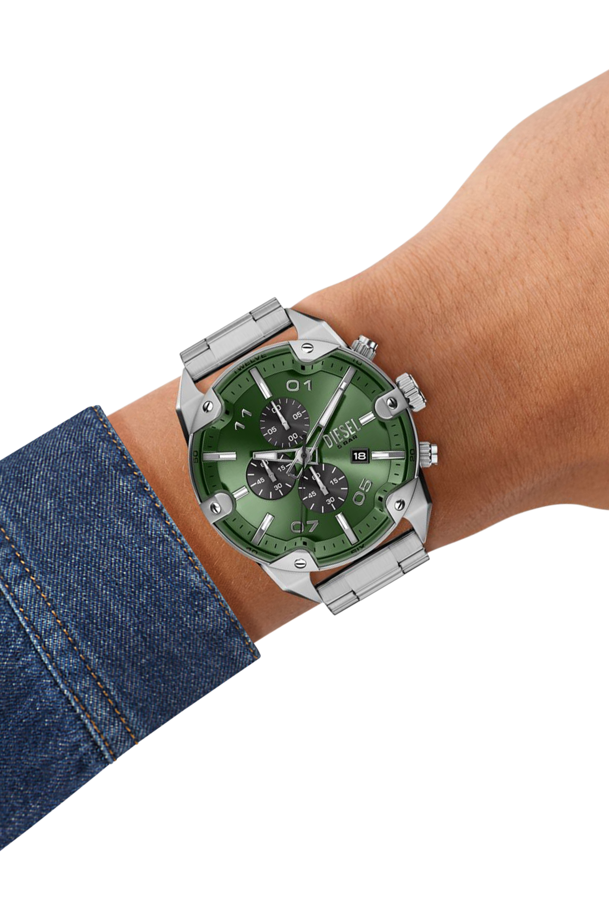 Diesel - DZ4712 WATCH, Man's Spiked stainless steel watch in Silver - 7