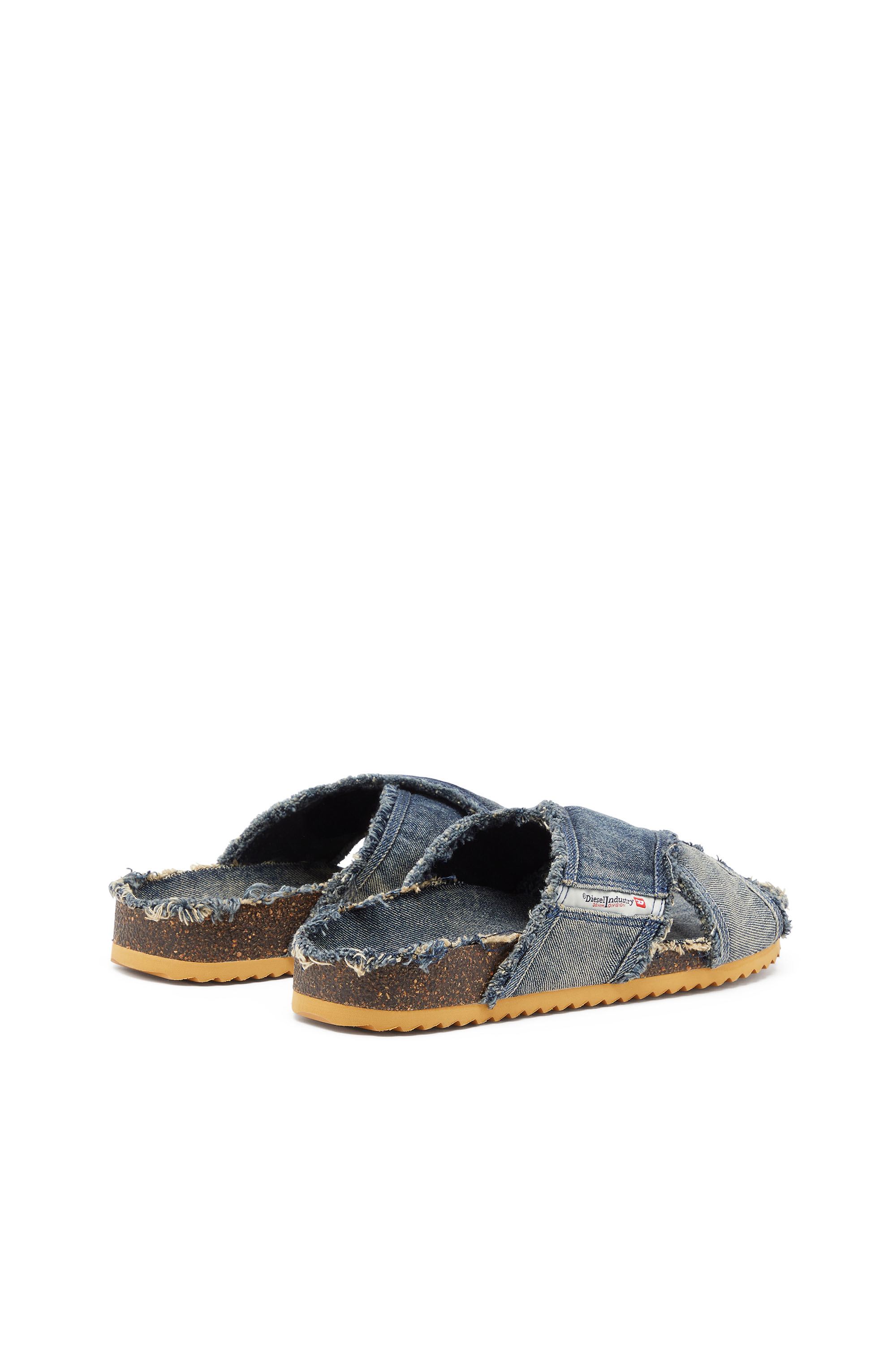 Diesel - D-WOODSTOCK CROSS, Man's D-Woodstock-Crossover slides in frayed denim in Medium blue - 3