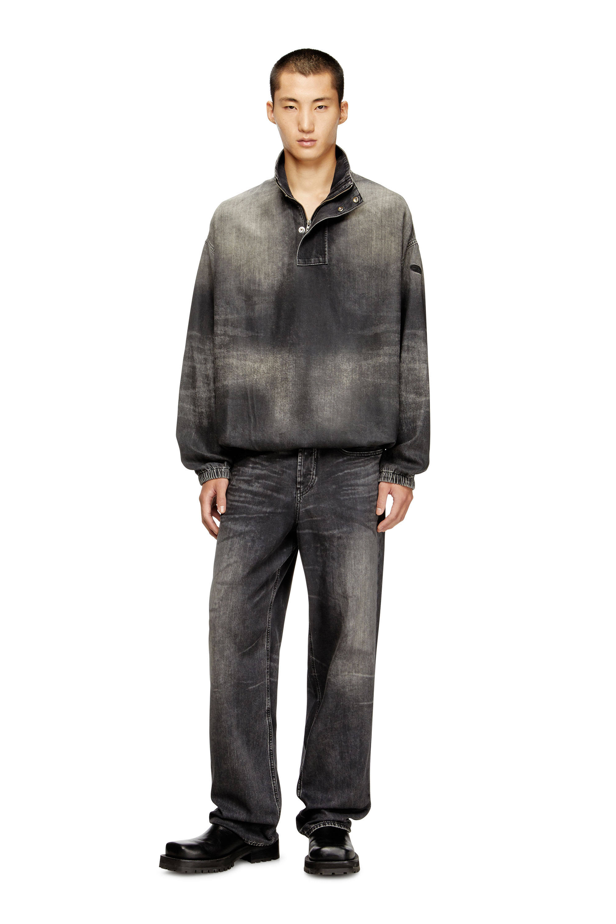 Diesel - D-FLOW-S3, Unisex's Denim top with mock neck in Black - 2