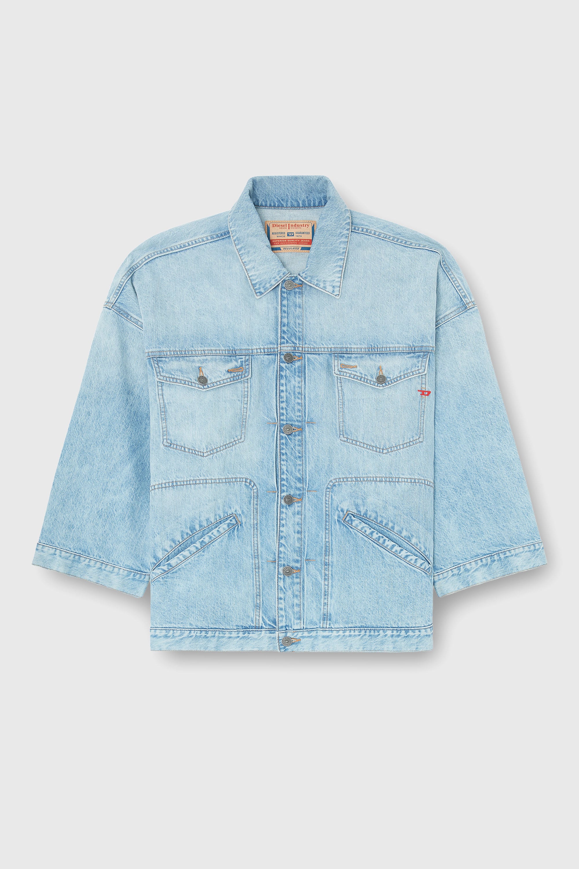 Diesel - DE-LIN, Woman's Oversized denim workwear jacket in Light Blue - 2